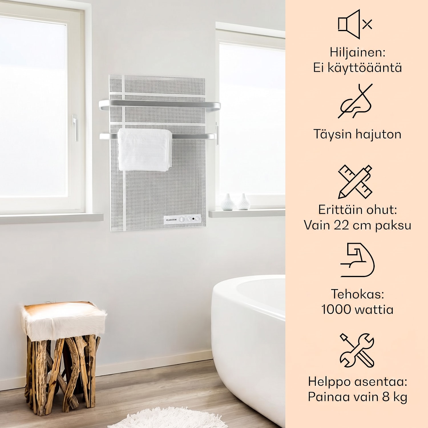 Hot Spot Wave lämmityspaneeli 51 x 80 cm 20 m² 1000 W portaaton IP24 alumiini 