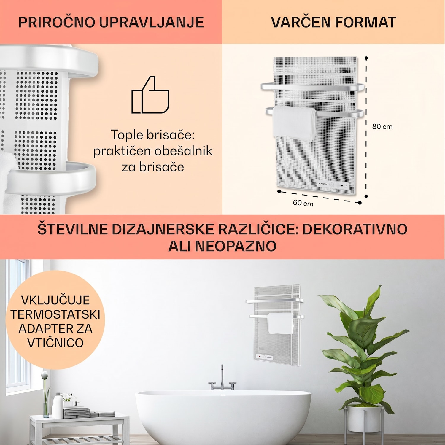 Hot Spot Wave, infrardeč grelnik, 51 x 80 cm, 20 m², 1000 W, brezstopenjsko nastavljiva moč, IP24, aluminij 