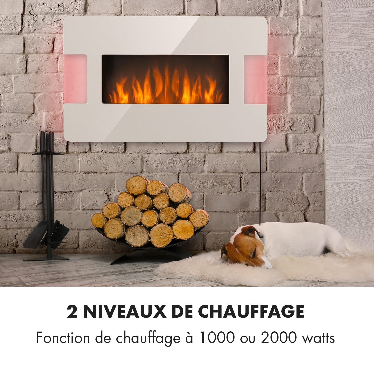 Klarstein Belfort Light & Fire elektrische haard 1000/2000 W afstandsbediening Wit Glas