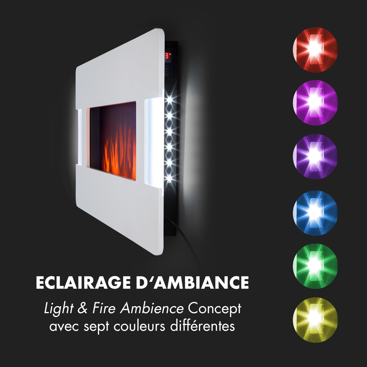 Klarstein Belfort Light & Fire elektrische haard 1000/2000 W afstandsbediening Wit Glas