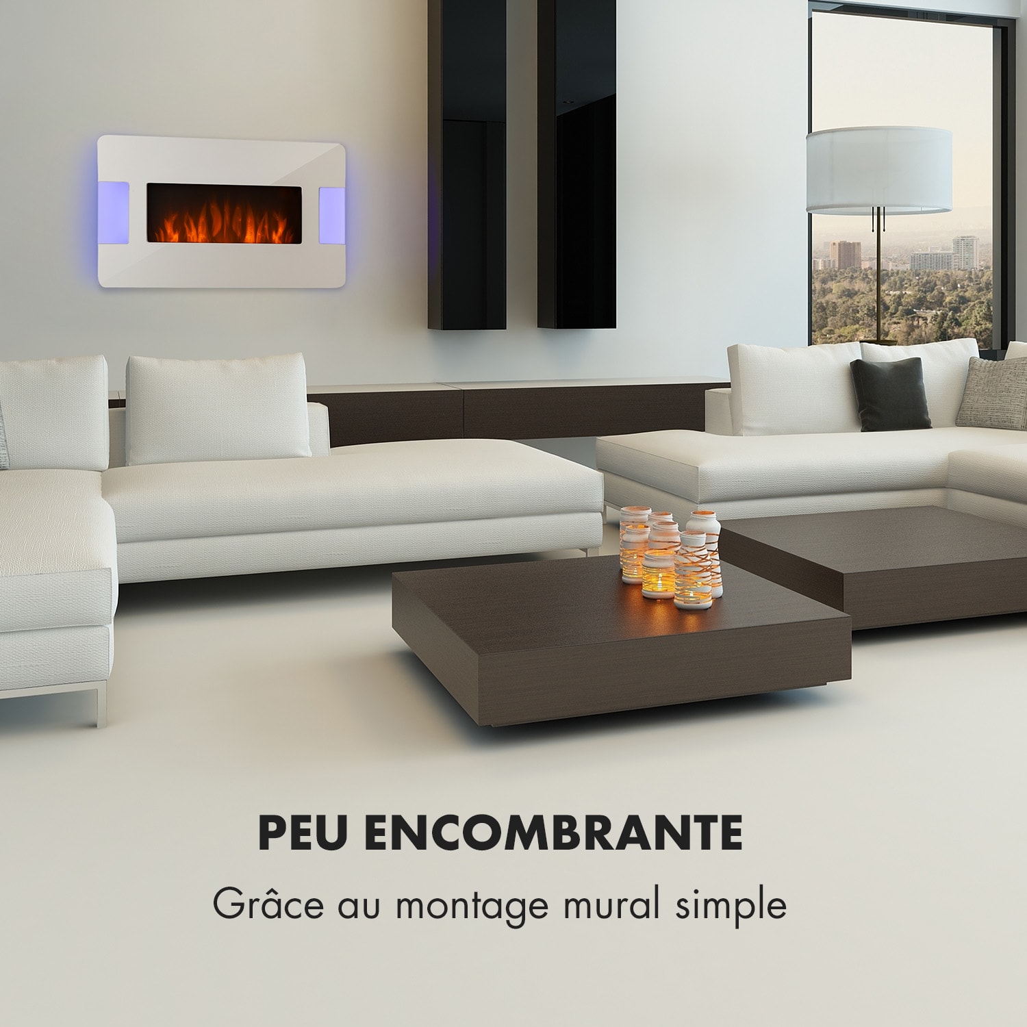 Klarstein Belfort Light & Fire elektrische haard 1000/2000 W afstandsbediening Wit Glas