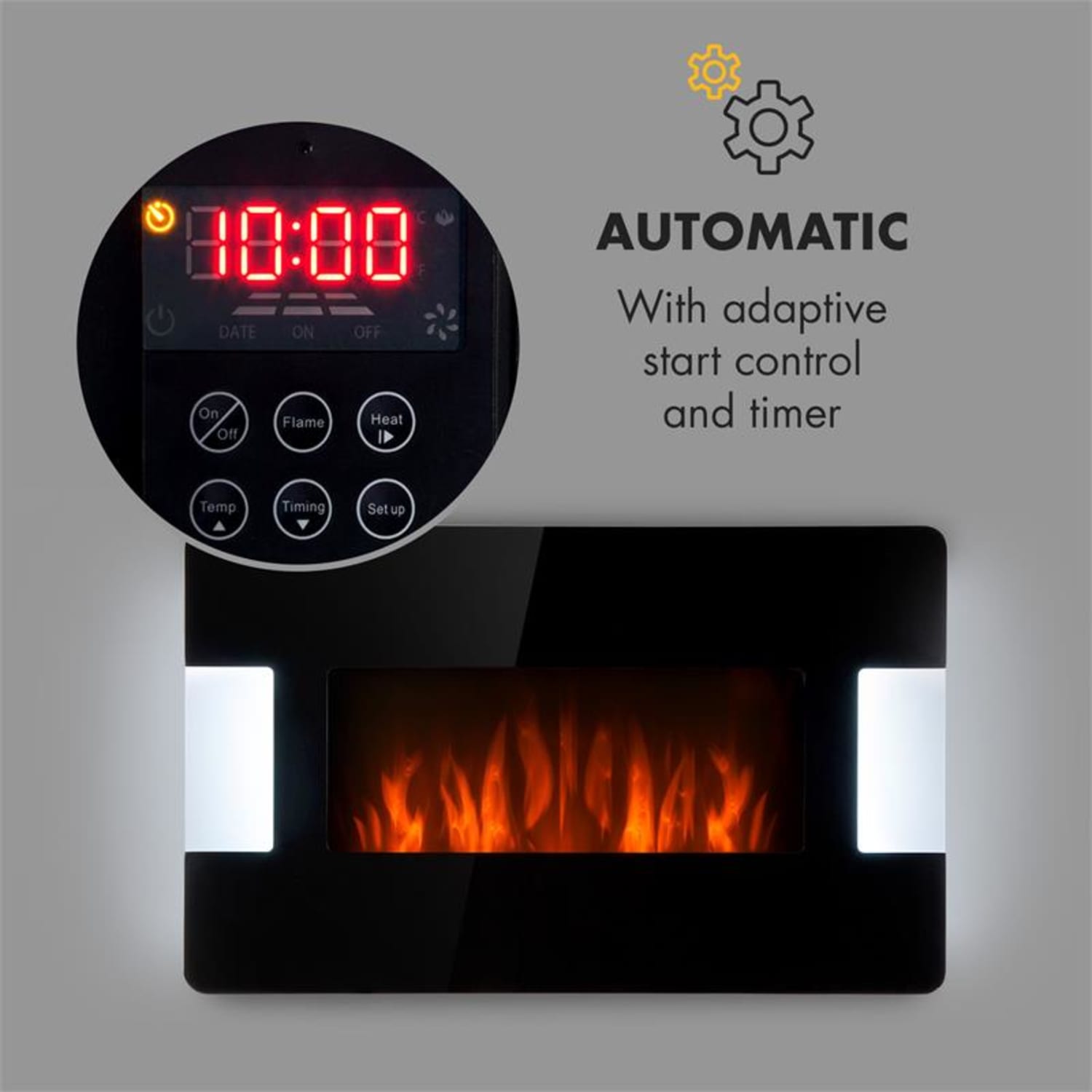 Belfort Light & Fire, kominek elektryczny, 1000/2000 W, pilot zdalnego sterowania, czarny Czarne szkło