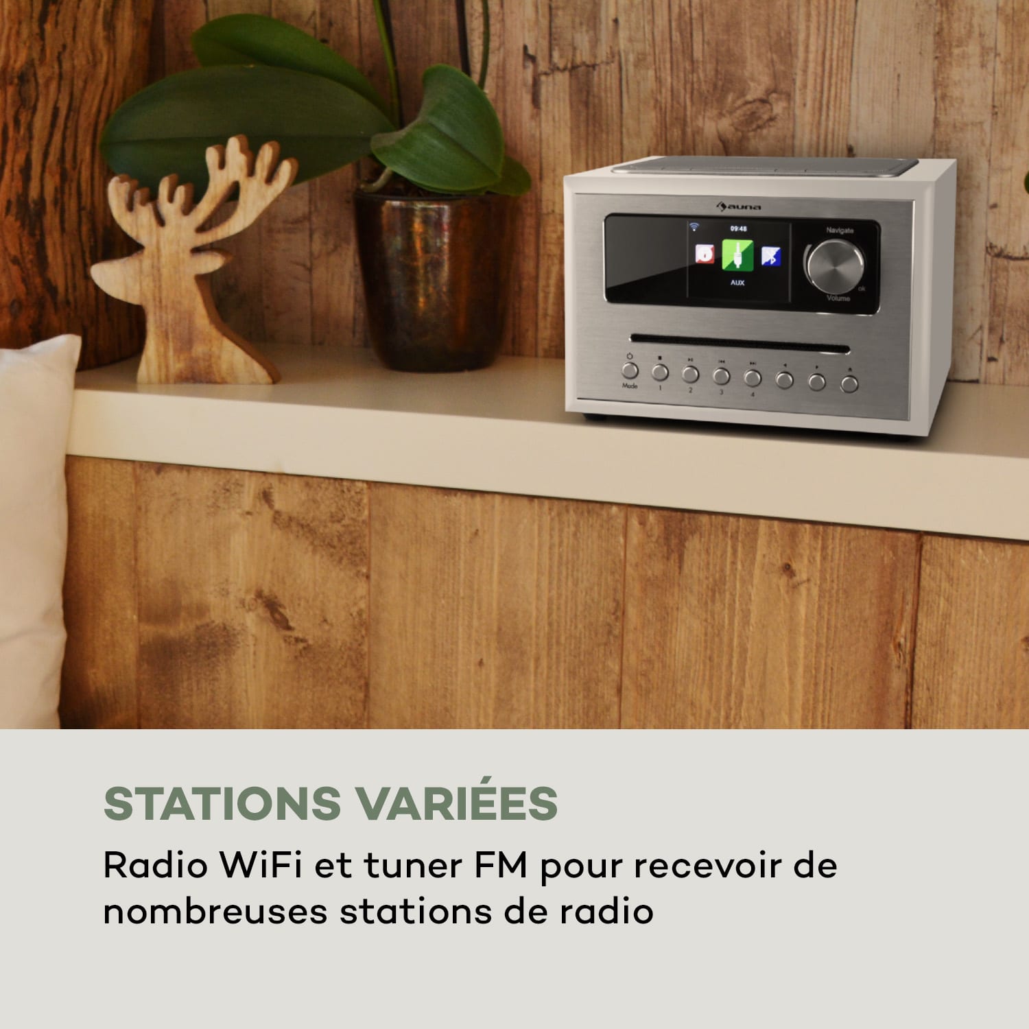 Silver Star CD Cube Radio Bluetooth HCC écran bois blanche