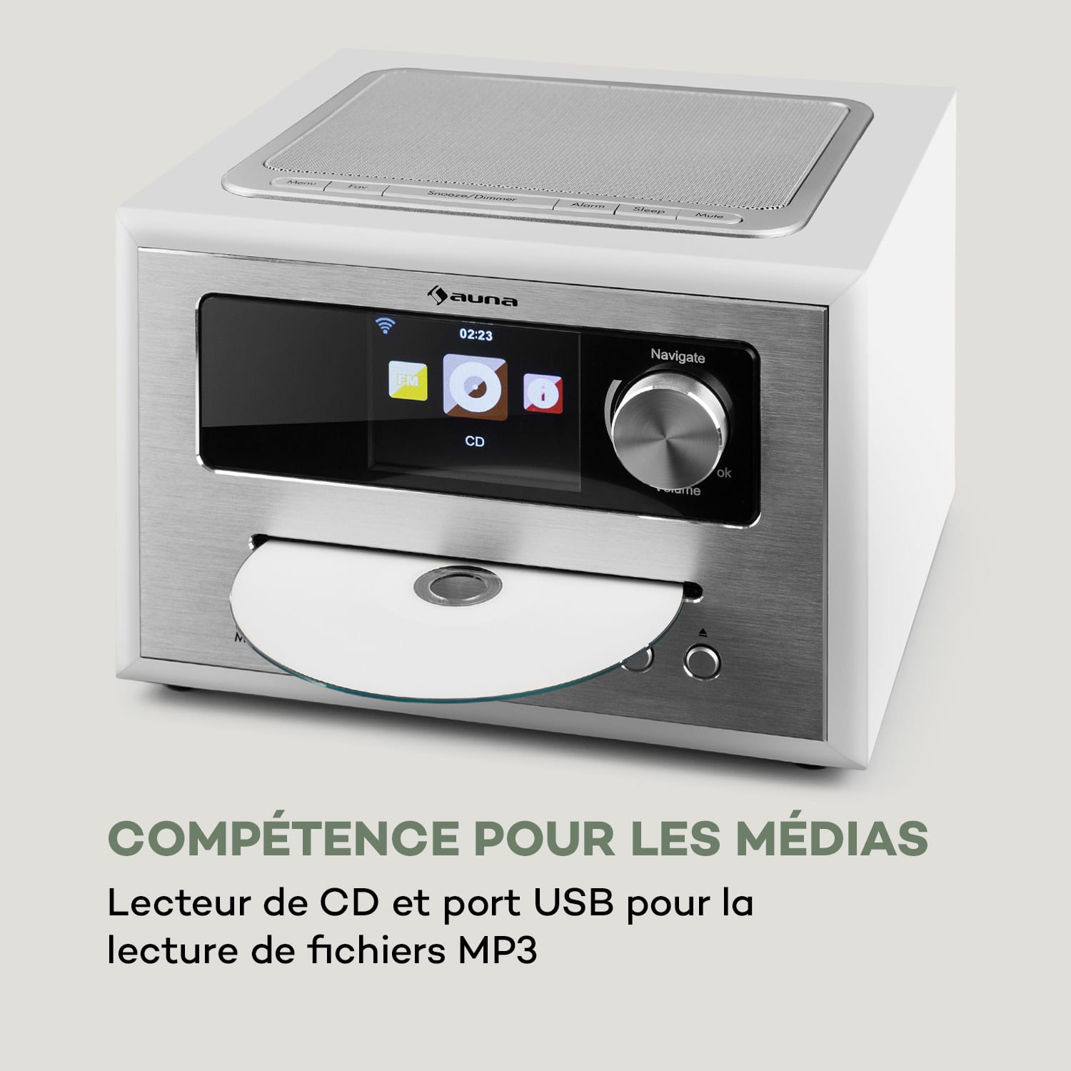 Silver Star CD Cube Radio Bluetooth HCC écran bois blanche