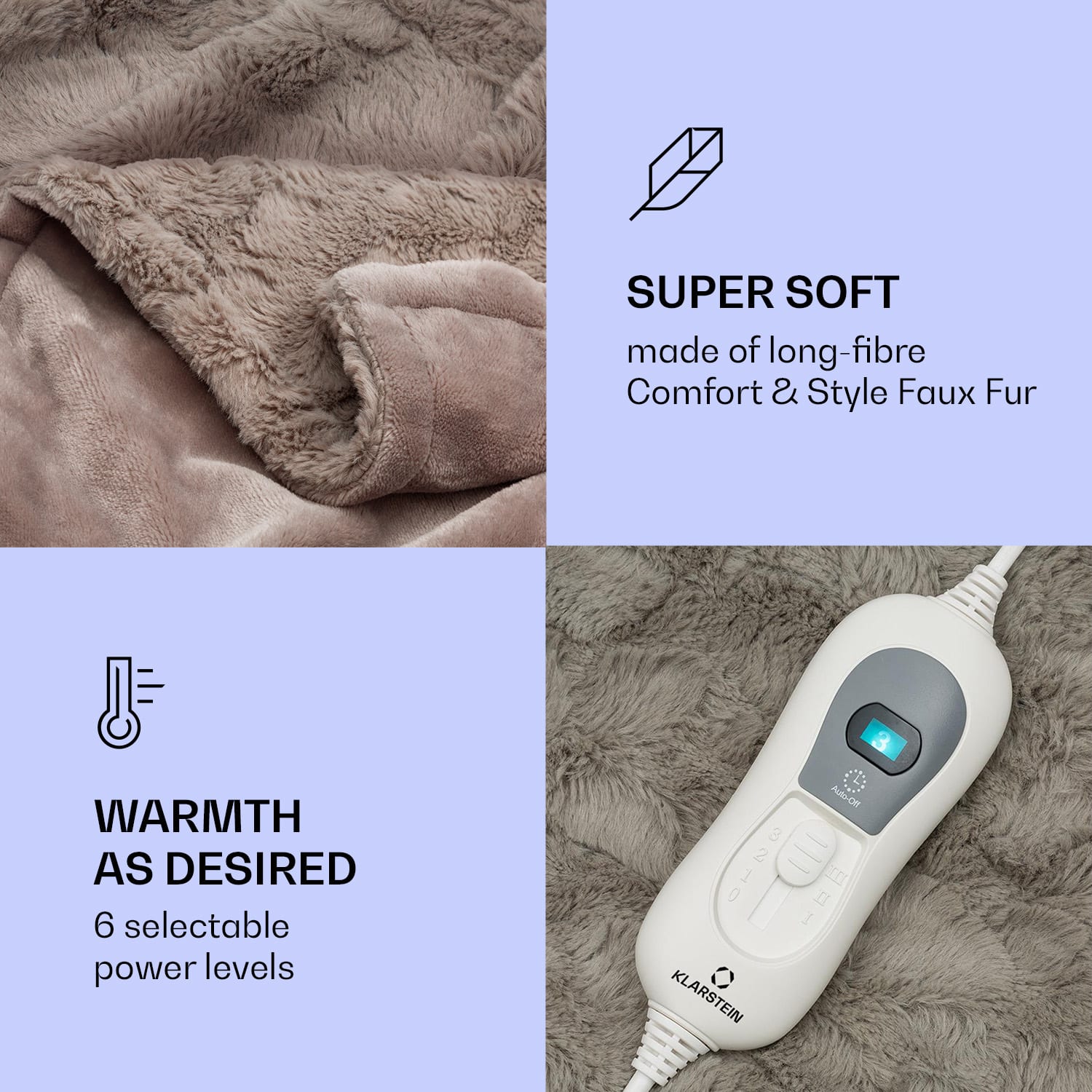 Dr. Watson Comfort & Style koc elektryczny 120W 180x130 sztuczne futro beżowy