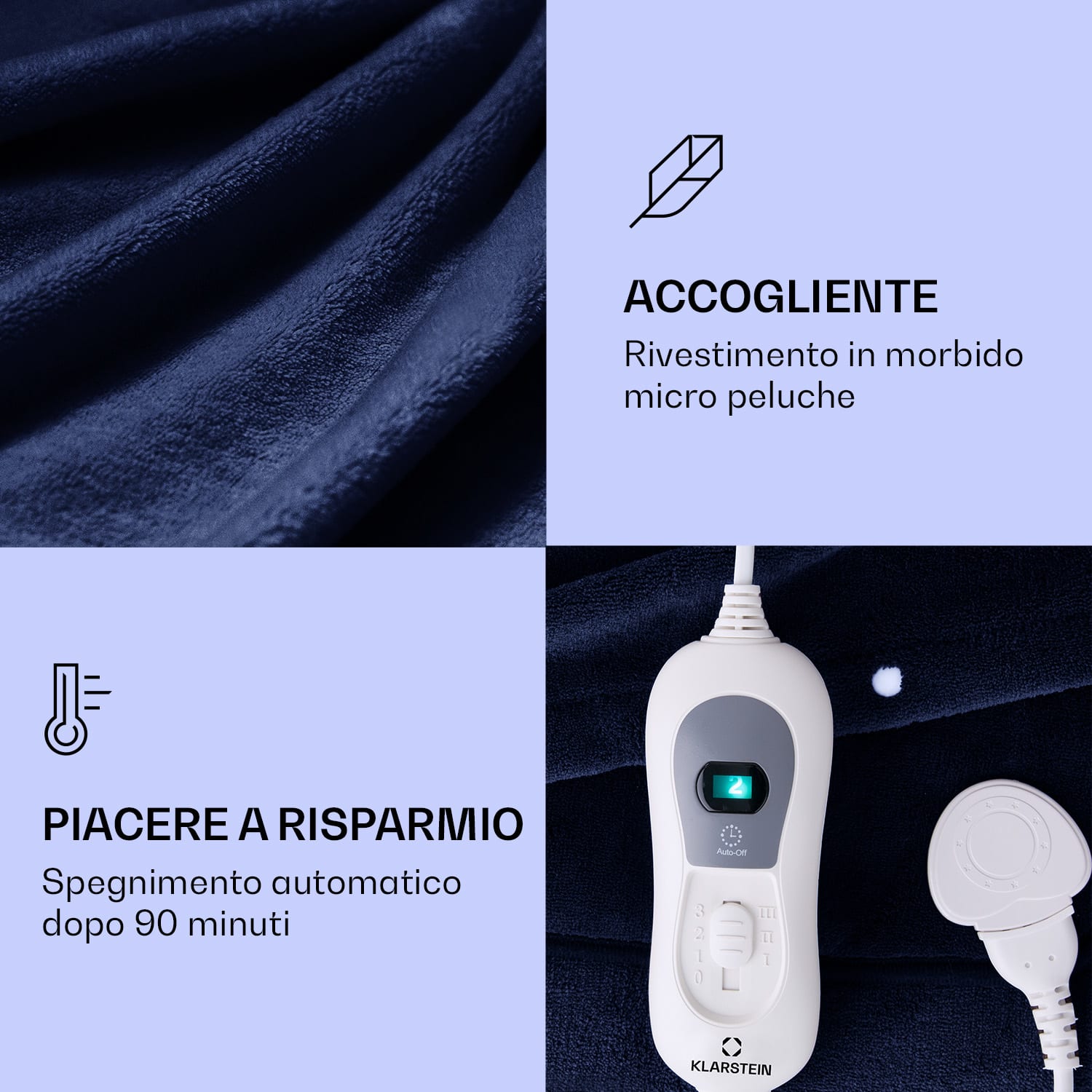 Dr. Watson Heatzone XL Tappeto Termico 100W 75x50cm MicroPlush blu scuro 