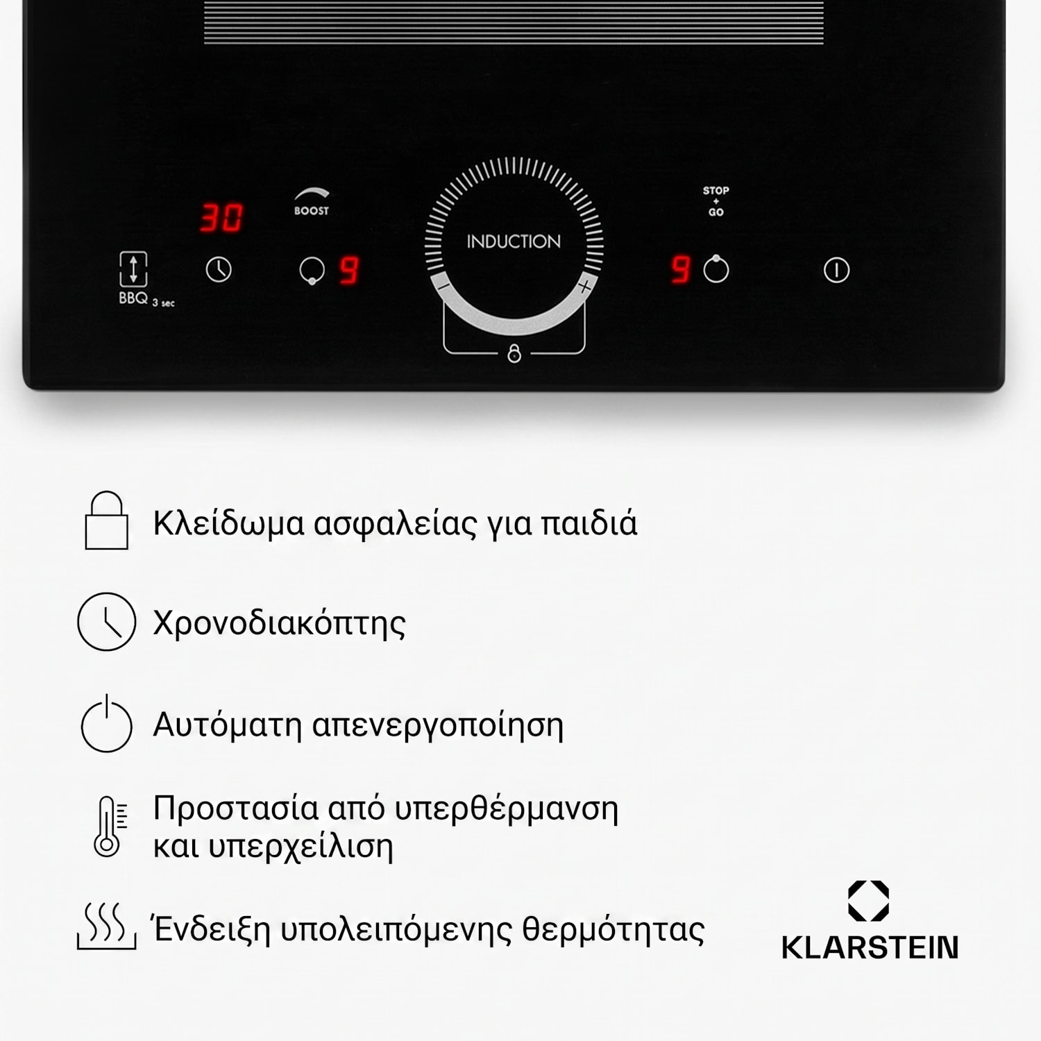 Delicatessa Slim, επαγωγική εστία, 3500 W, χρονοδιακόπτης, μαύρο Slim Domino | 30 εκ | Μαύρο Γυαλί