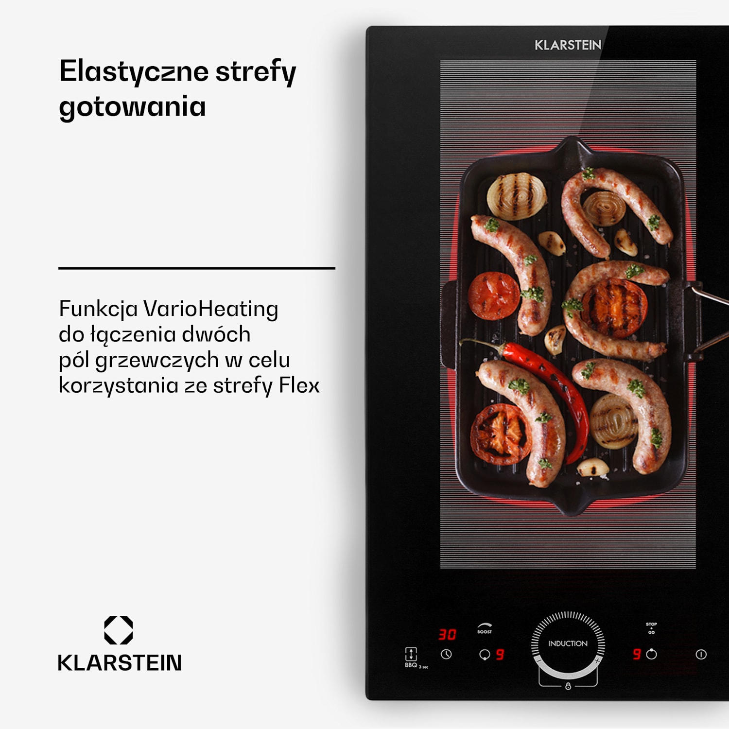 Delicatessa Slim, płyta indukcyjna, 3500 W, timer Slim Domino | 30 cm | Czarne szkło