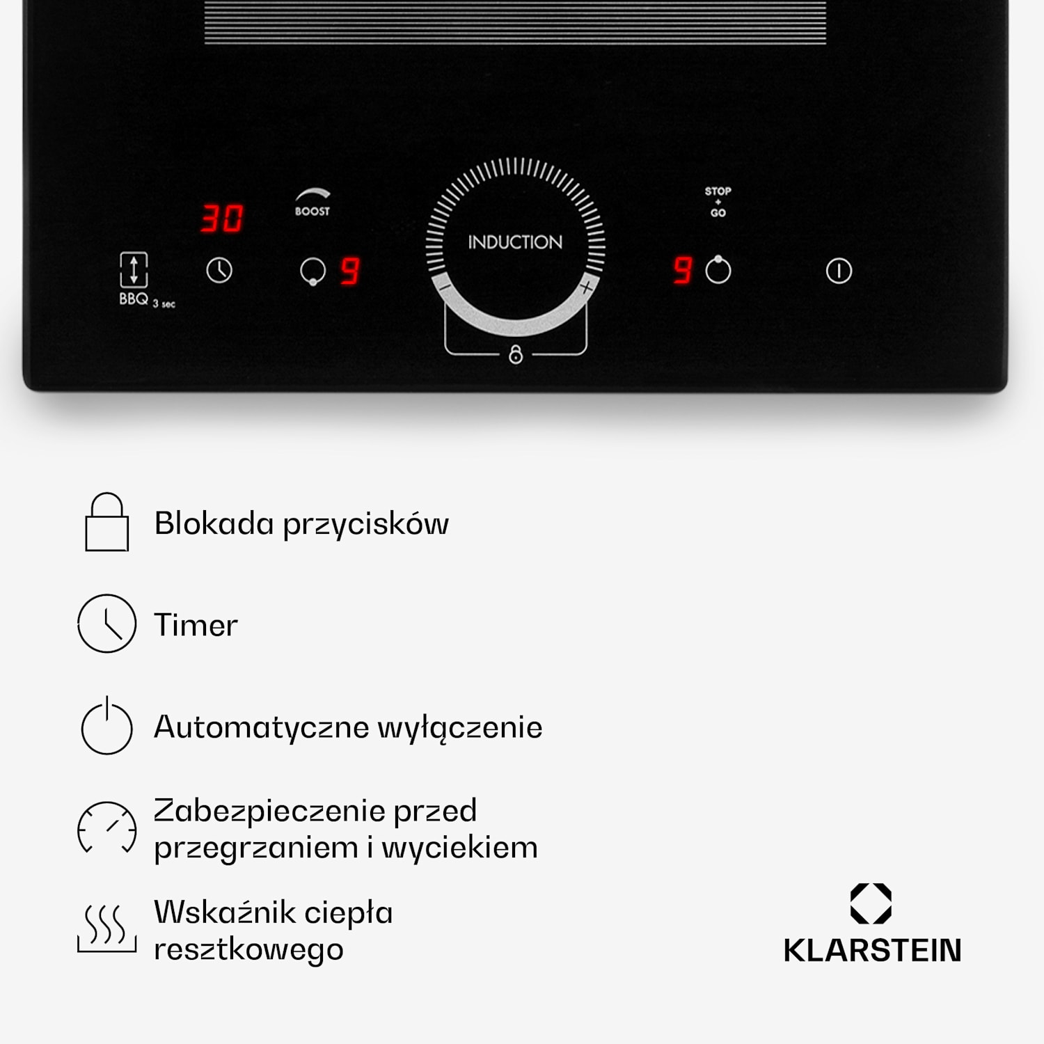 Delicatessa Slim, płyta indukcyjna, 3500 W, timer Slim Domino | 30 cm | Czarne szkło