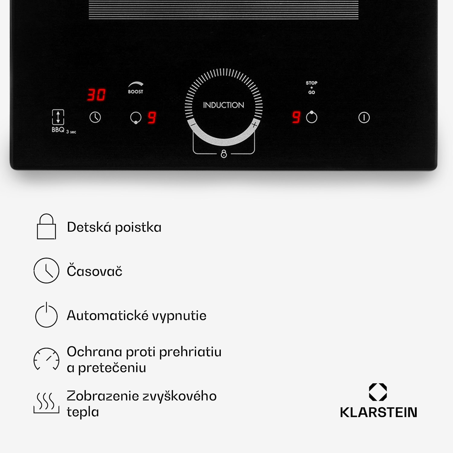 Delicatessa Slim, indukčná varná doska, 3500 W, časovač, čierna Slim Domino | 30 cm | Čierne sklo