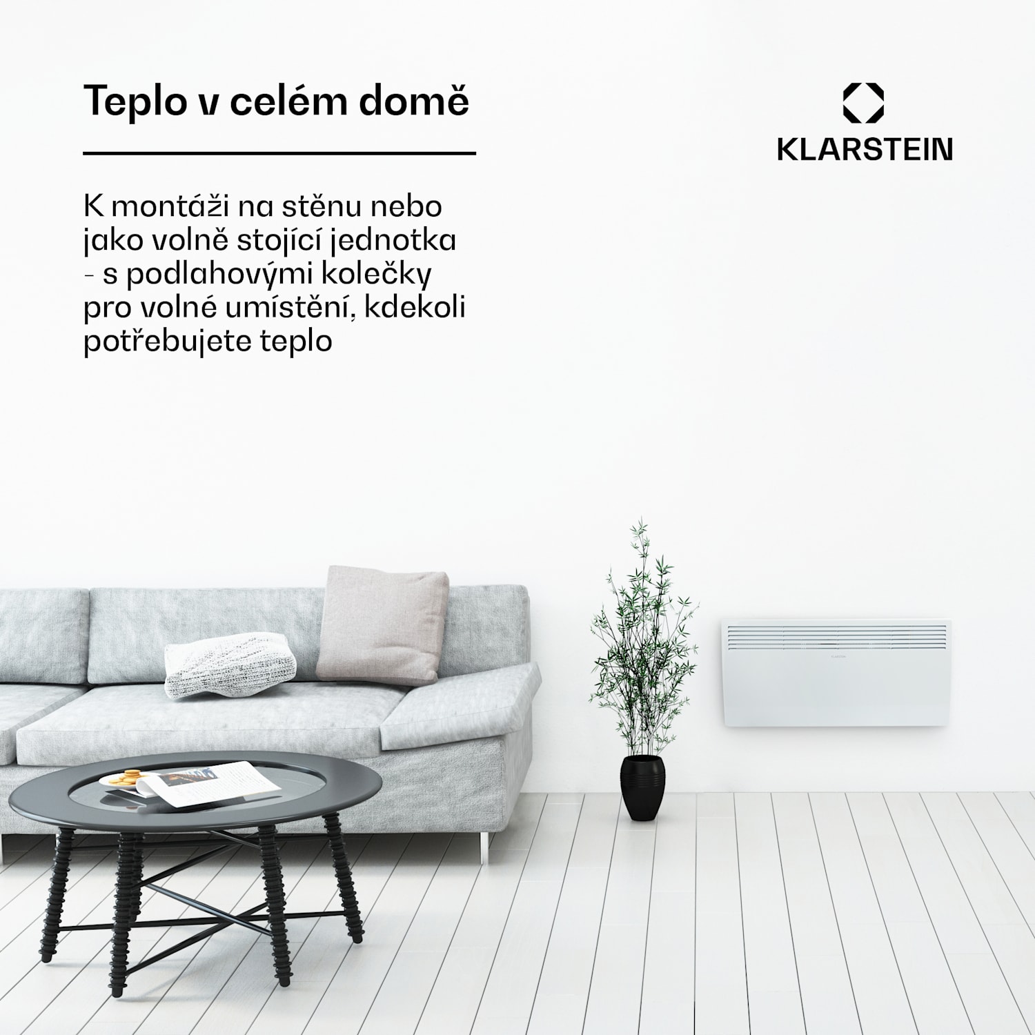 Hot Spot Slimcurve, konvektor, ohřívač, 80x40cm, 40m², 2000 W, 5-40 °C, IP24, bílý Bílá