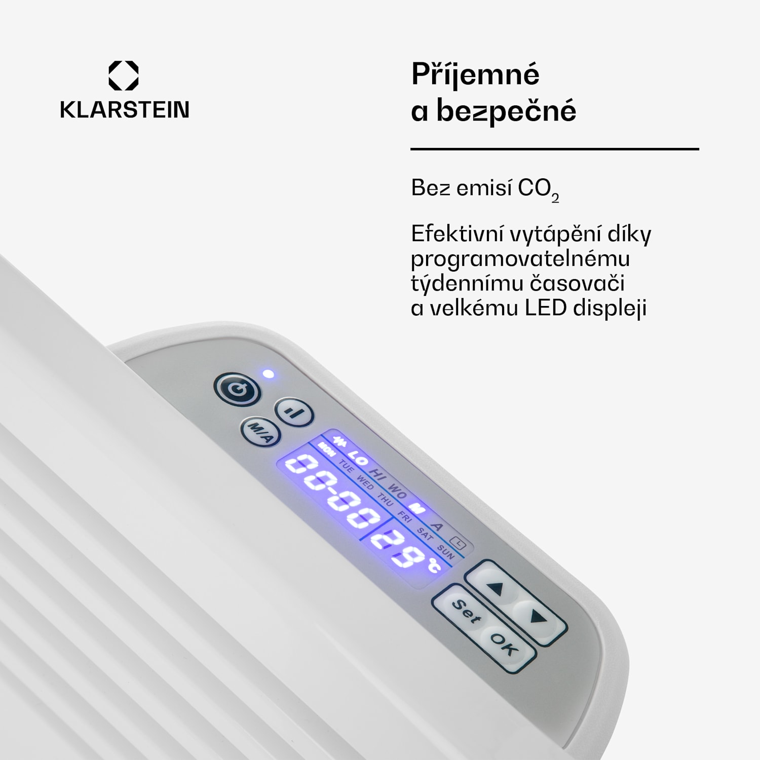 Hot Spot Slimcurve, konvektor, ohřívač, 80x40cm, 40m², 2000 W, 5-40 °C, IP24, bílý Bílá