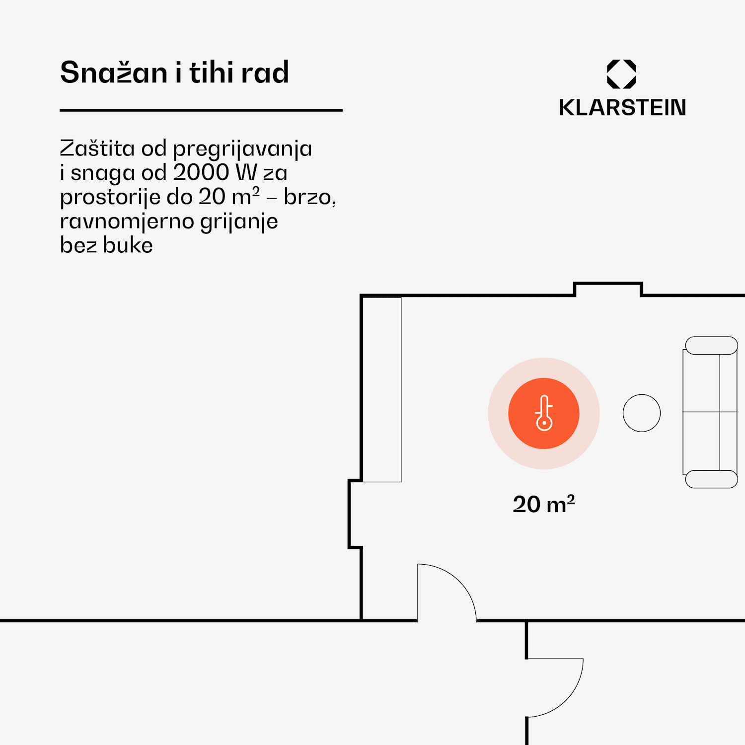 Hot Spot Slimcurve, grijalica, 80 x 40 cm, 40 m², 2000 W, 5 - 40 °C, IP24, bijela Bijela