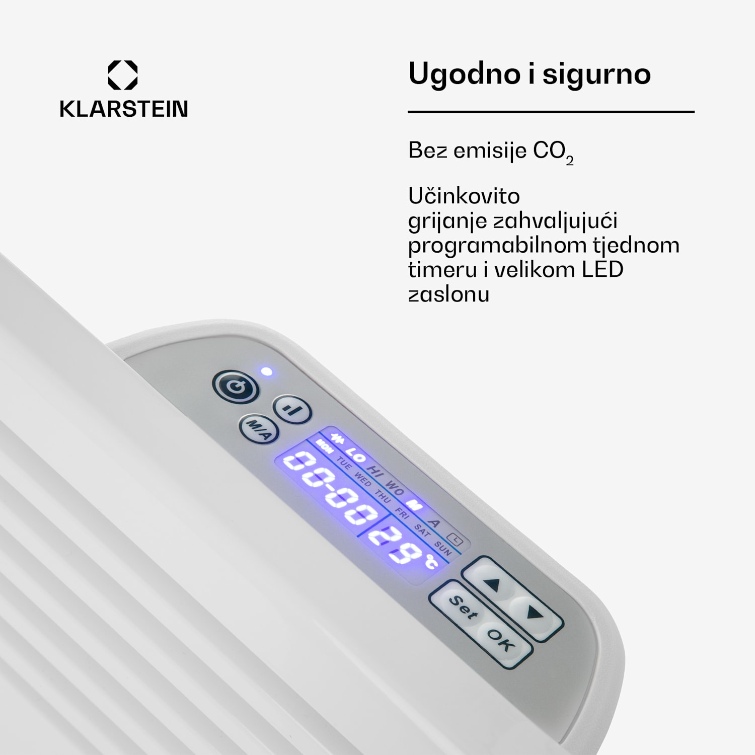 Hot Spot Slimcurve, grijalica, 80 x 40 cm, 40 m², 2000 W, 5 - 40 °C, IP24, bijela Bijela