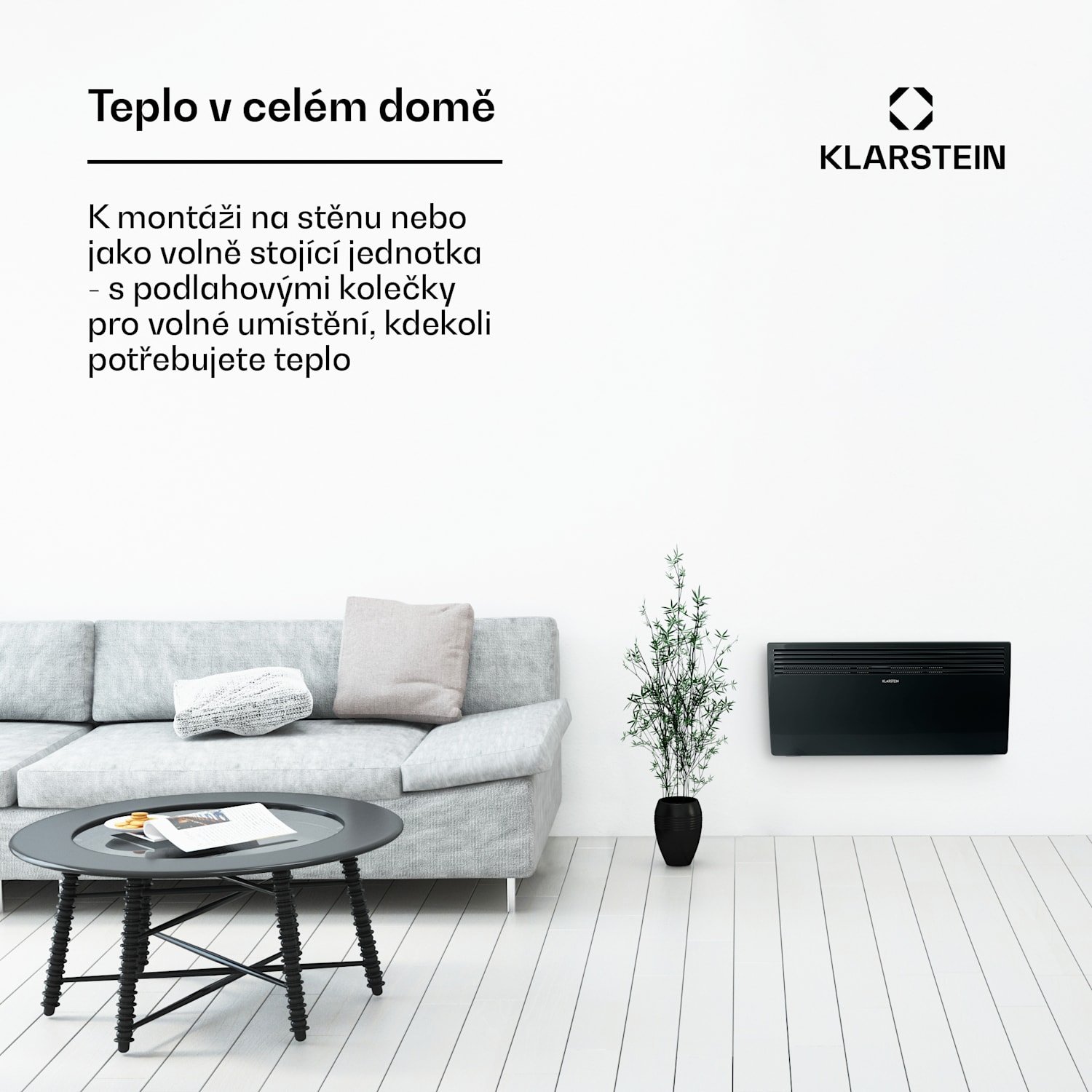 Hot Spot Slimcurve, konvektor, ohřívač, 80x40cm, 40m², 2000 W, 5-40 °C, IP24, černý 