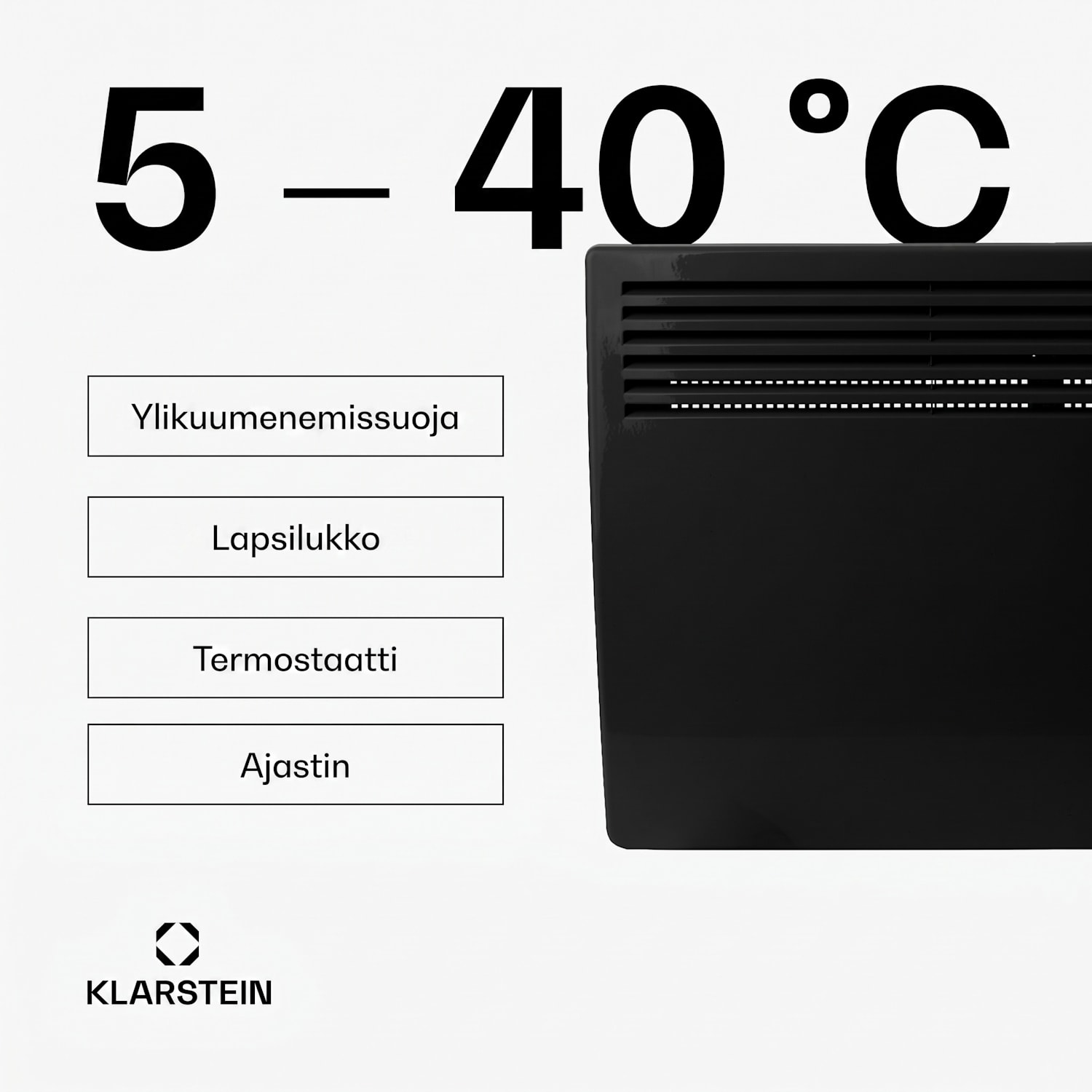 Hot Spot Slimcurve lämmitin 80 x 40 cm 20 m² 2000 W 5-40 °C LED IP24 musta Musta