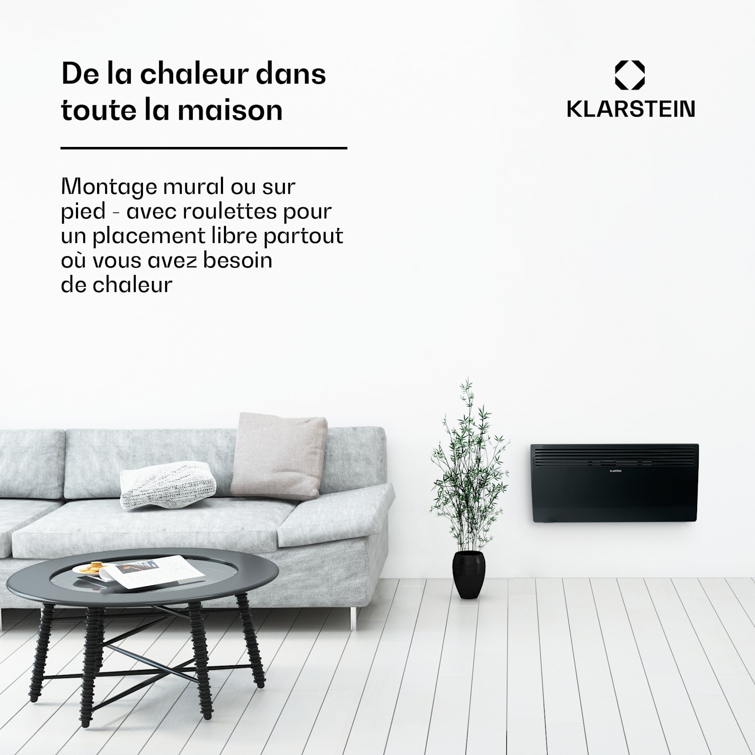 Hot Spot Slimcurve Chauffage 80x40 cm 40 m² 2000 W 5-40 °C IP24 noir Noir