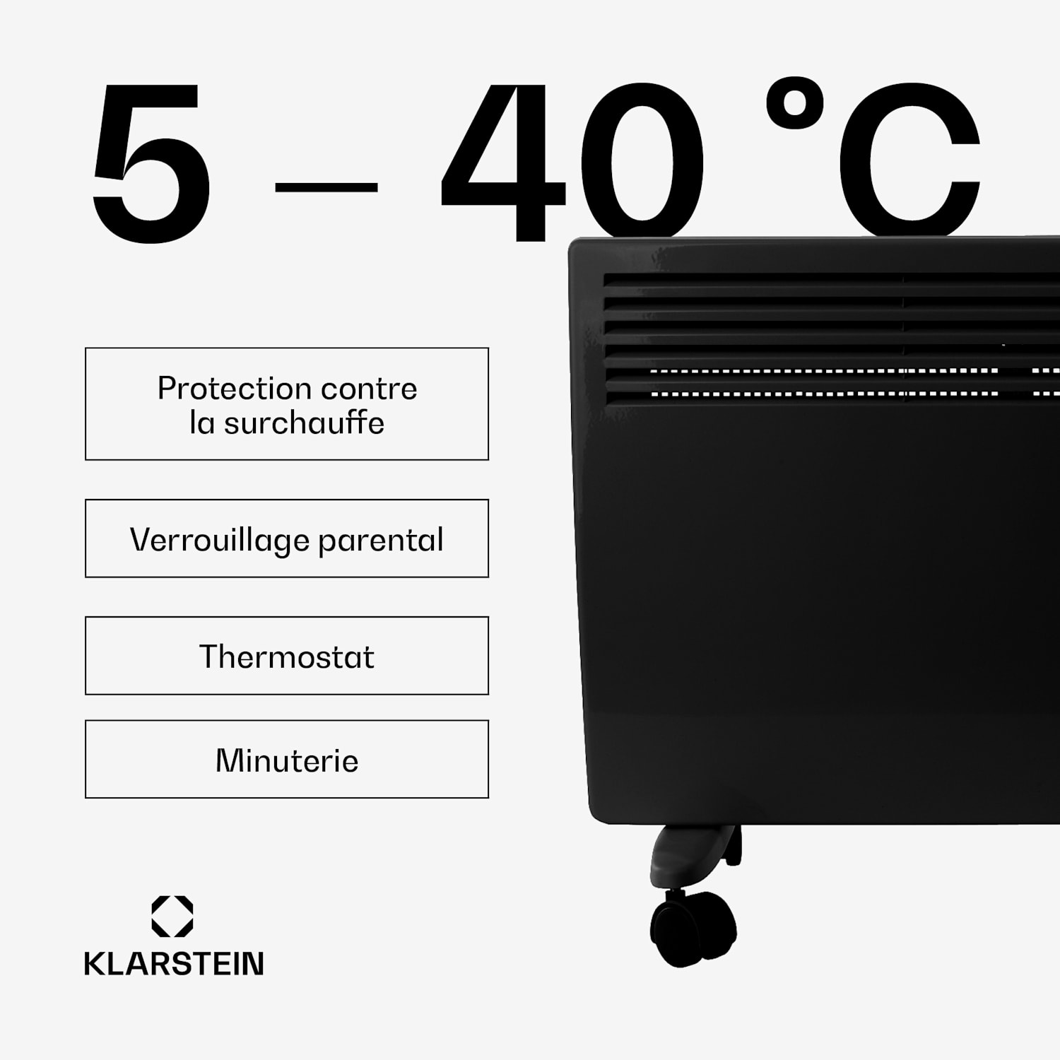 Hot Spot Slimcurve Chauffage 80x40 cm 40 m² 2000 W 5-40 °C IP24 noir Noir