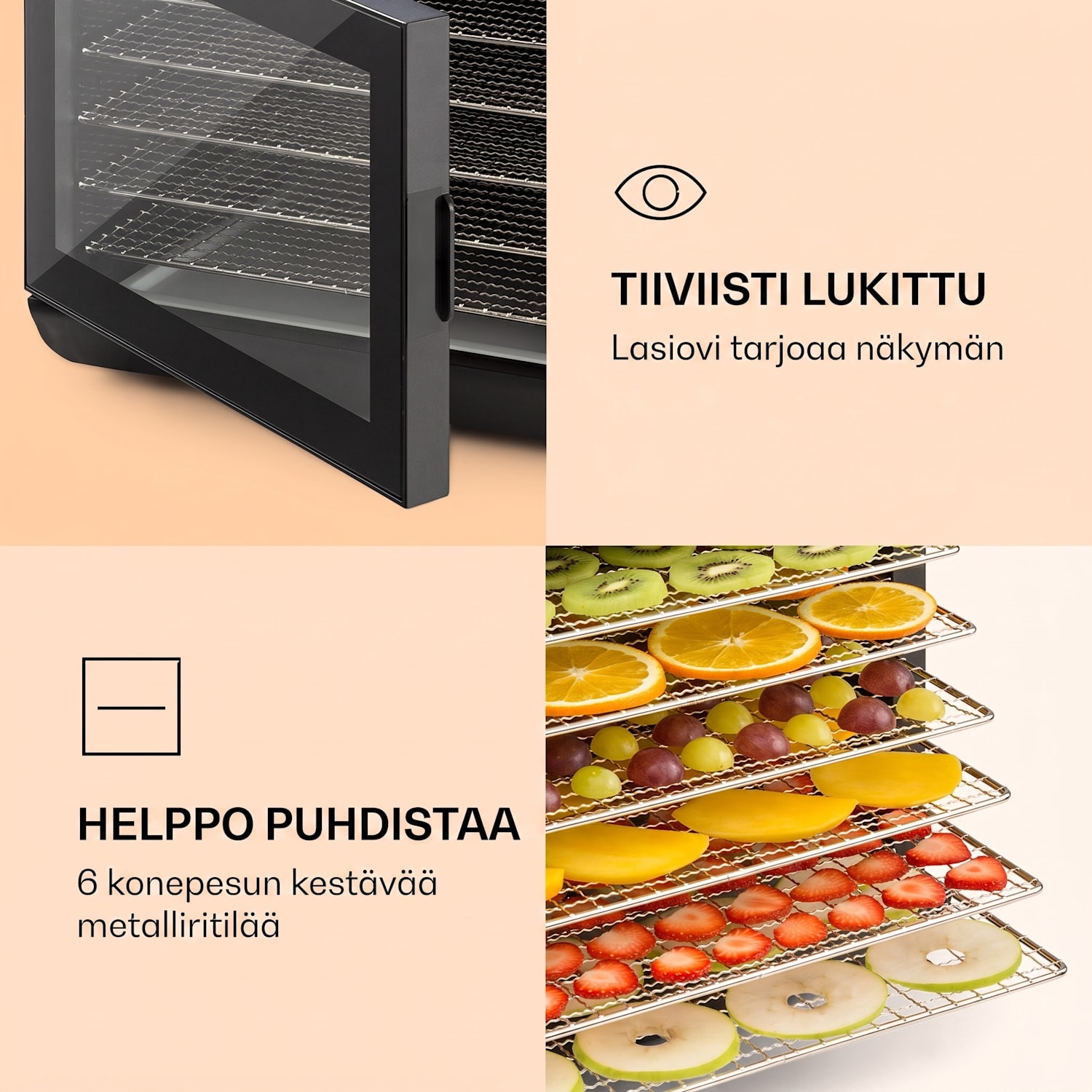 Arizona Jerky Kuivain 500W 35-70°C digitaalinen kosketusnäyttö 
