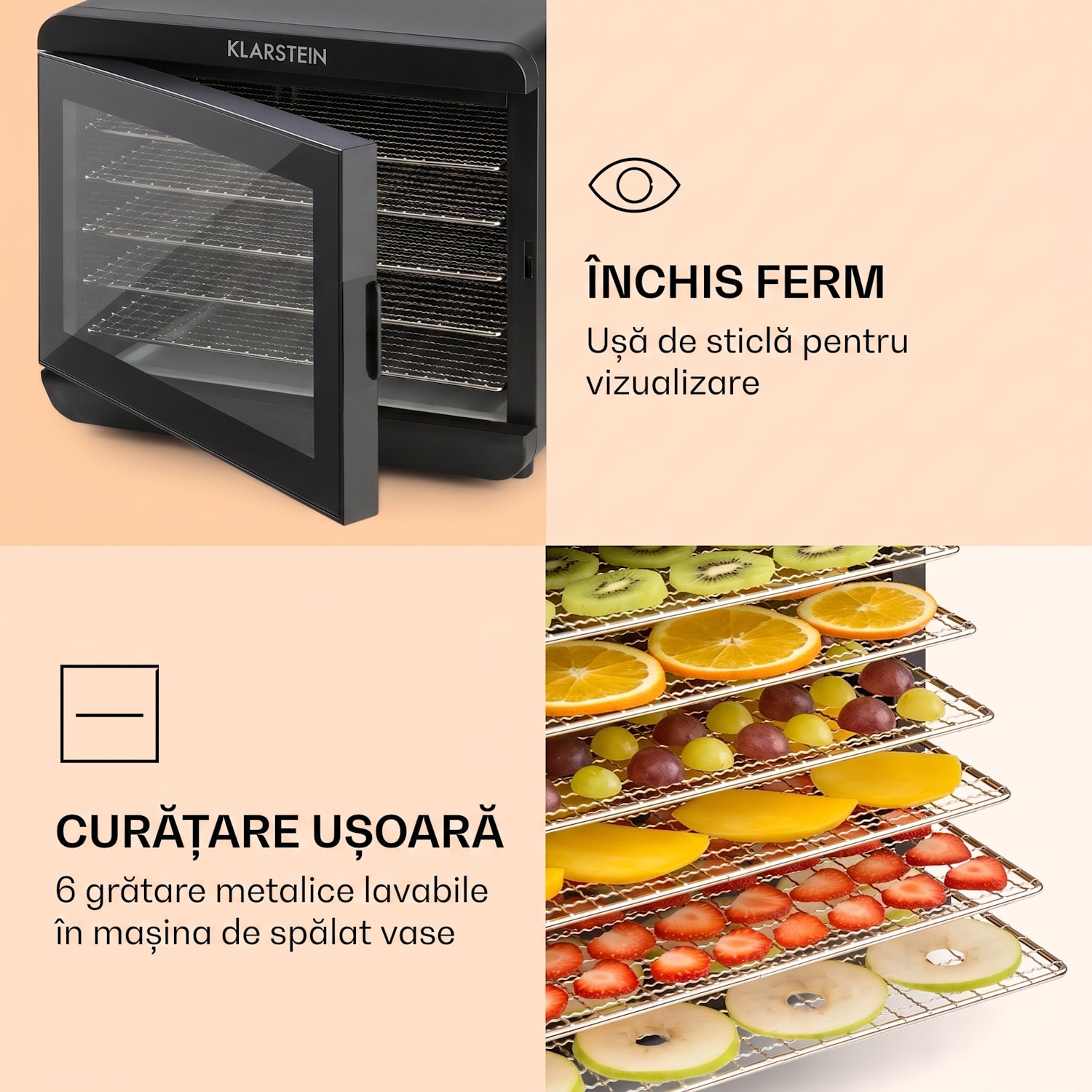 Arizona Jerky, dehidrator, 500 W, 35 - 70 °C, afișaj digital tactil, negru 