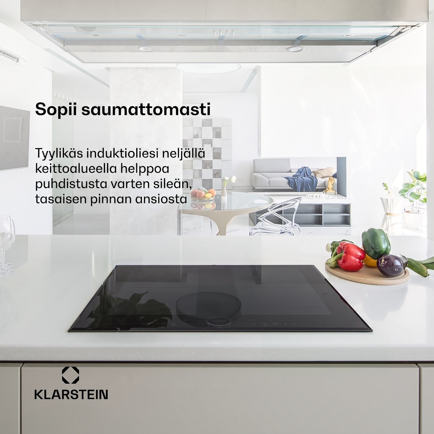 Delicatessa 60 sisäänrakennettava liesitaso induktio 4 vyöhykettä 7000W lasikeramiikka 60 cm | 2 Joustoaluetta | Musta Lasi
