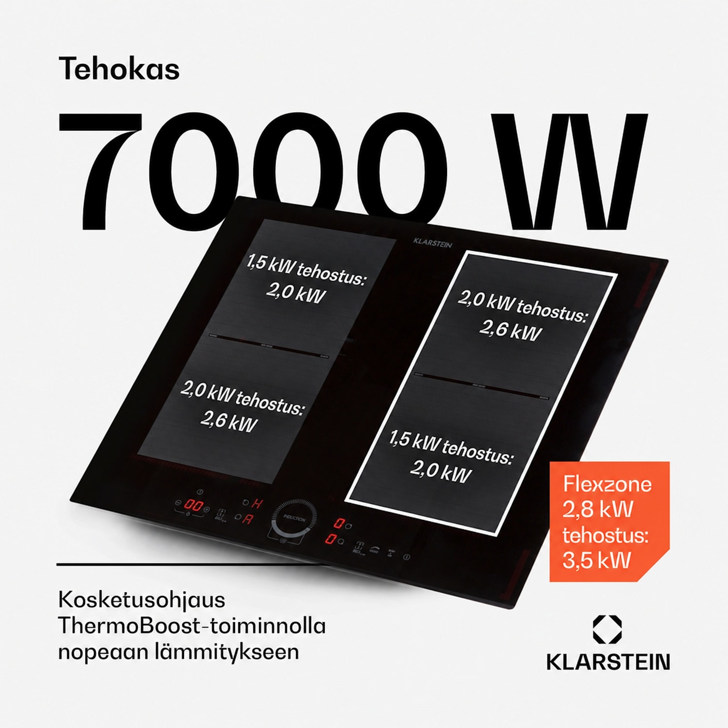 Delicatessa 60 sisäänrakennettava liesitaso induktio 4 vyöhykettä 7000W lasikeramiikka 60 cm | 2 Joustoaluetta | Musta Lasi