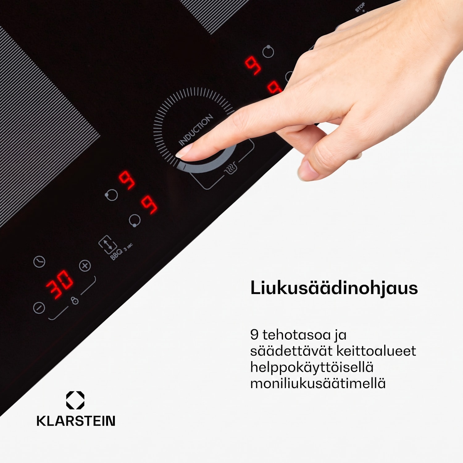 Delicatessa 60 sisäänrakennettava liesitaso induktio 4 vyöhykettä 7000W lasikeramiikka 60 cm | 2 Joustoaluetta | Musta Lasi