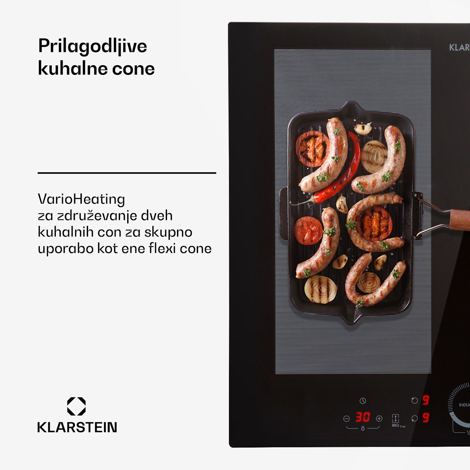 Delicatessa 60, indukcijska kuhalna plošča, vgradna, 4 kuhalne plošče, 7000 W, steklokeramika, črna Standard | 60 cm | Črno steklo