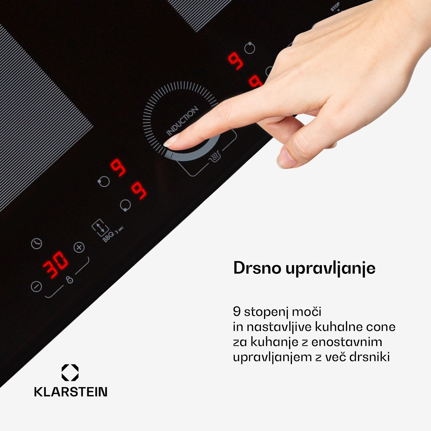 Delicatessa 60, indukcijska kuhalna plošča, vgradna, 4 kuhalne plošče, 7000 W, steklokeramika, črna Standard | 60 cm | Črno steklo