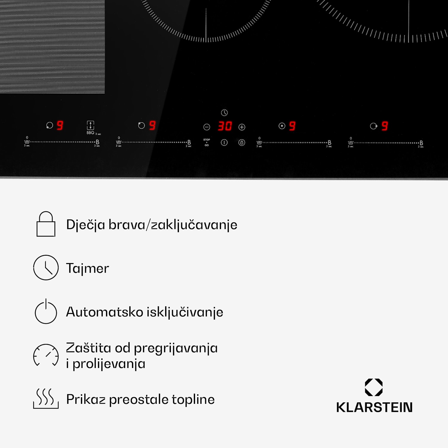 Delicatessa 77 Hybrid, indukcijska ploča za kuhanje, 4 zone, 7000 W 4 (2 x pravokutni, 1 x okrugli 28 cm, 1 x okrugli 16 cm)