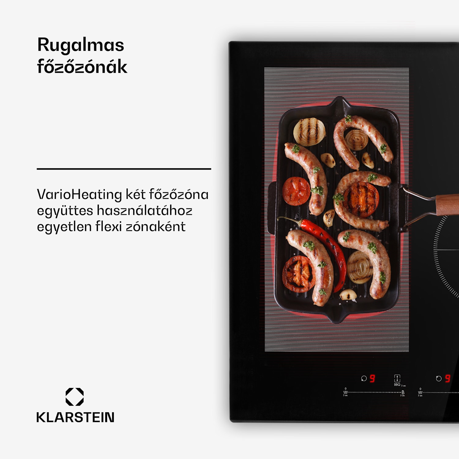 Delicatessa 77 Hybrid, beépített indukciós főzőlap, 7000 W, 4 zóna, fekete 4 (2 x téglalap alakú, 1 x kerek 28 cm, 1 x kerek 16 cm)