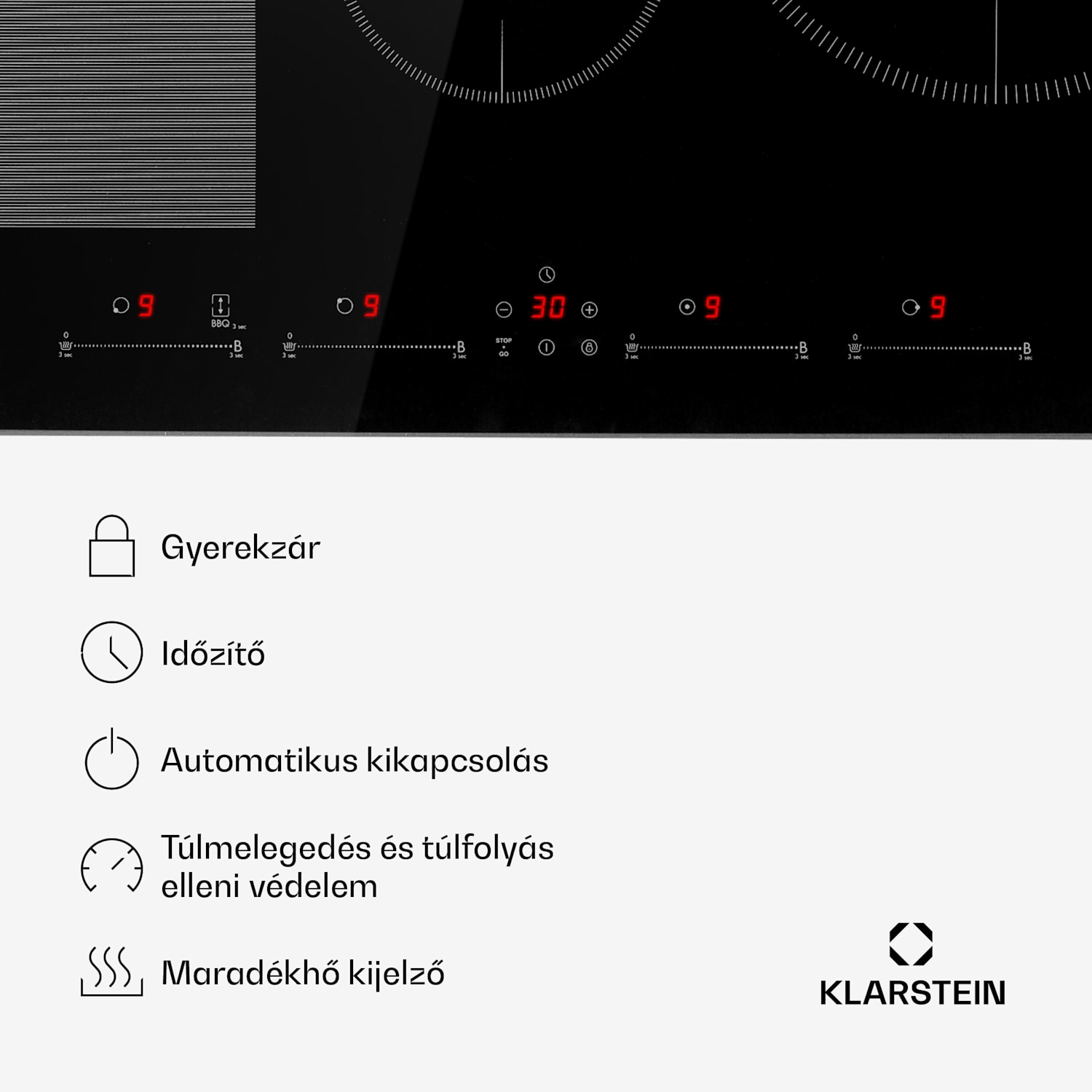 Delicatessa 77 Hybrid, beépített indukciós főzőlap, 7000 W, 4 zóna, fekete 4 (2 x téglalap alakú, 1 x kerek 28 cm, 1 x kerek 16 cm)