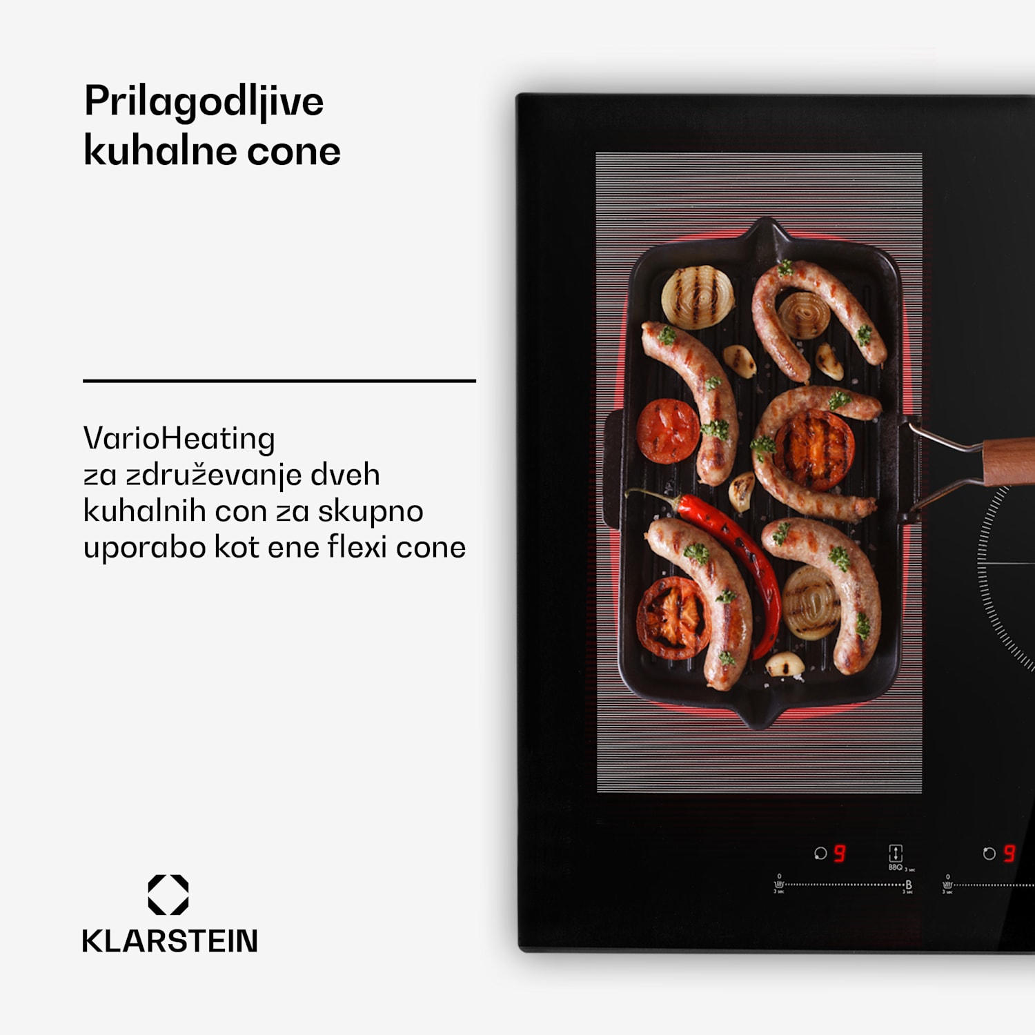 Delicatessa 77 Hybrid, indukcijska kuhalna plošča, vgradna, 4 kuhalne plošče, 7000 W, črna 