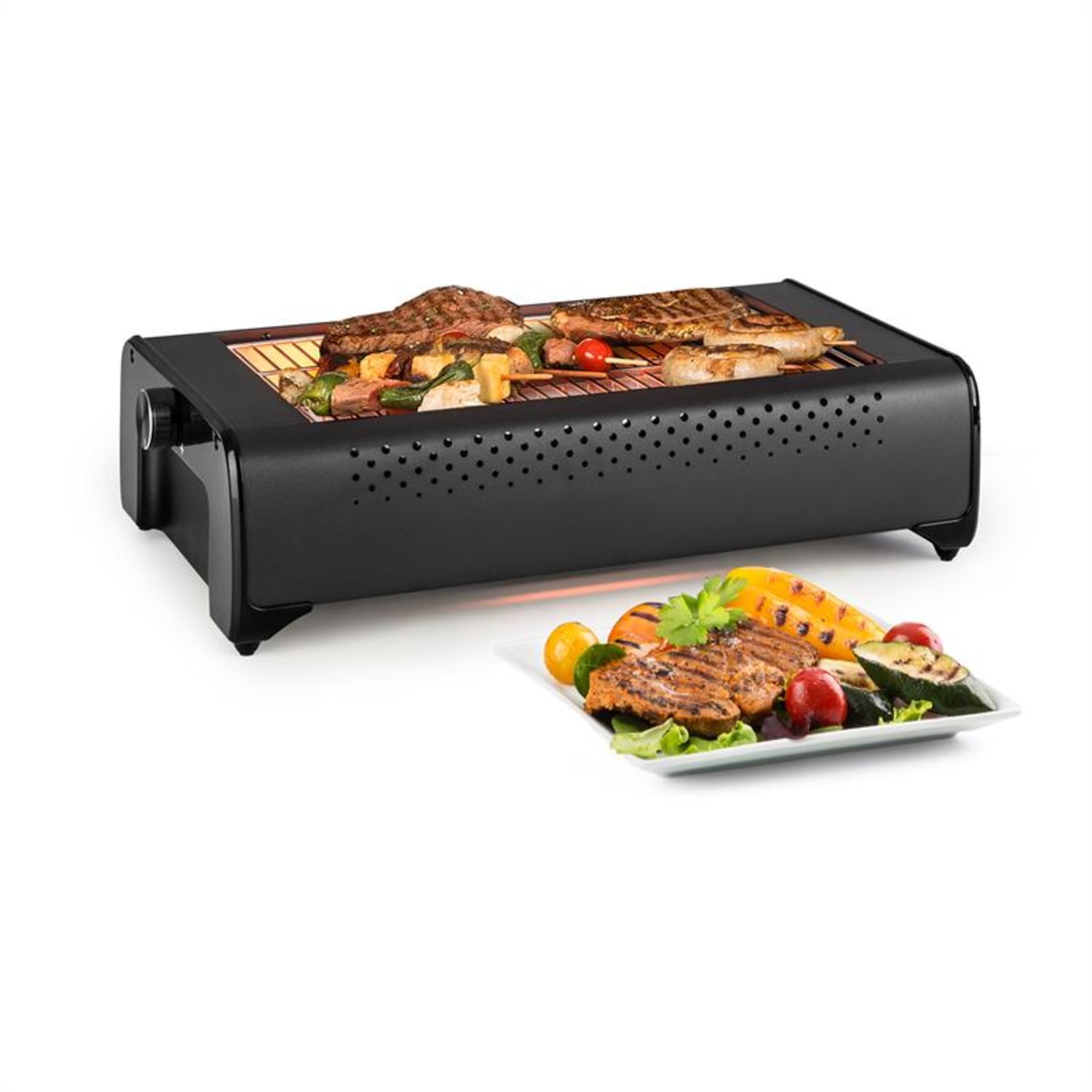 Infragrill, elektromos grillező, infravörös, 1500 W, füst nélkül, fekete 