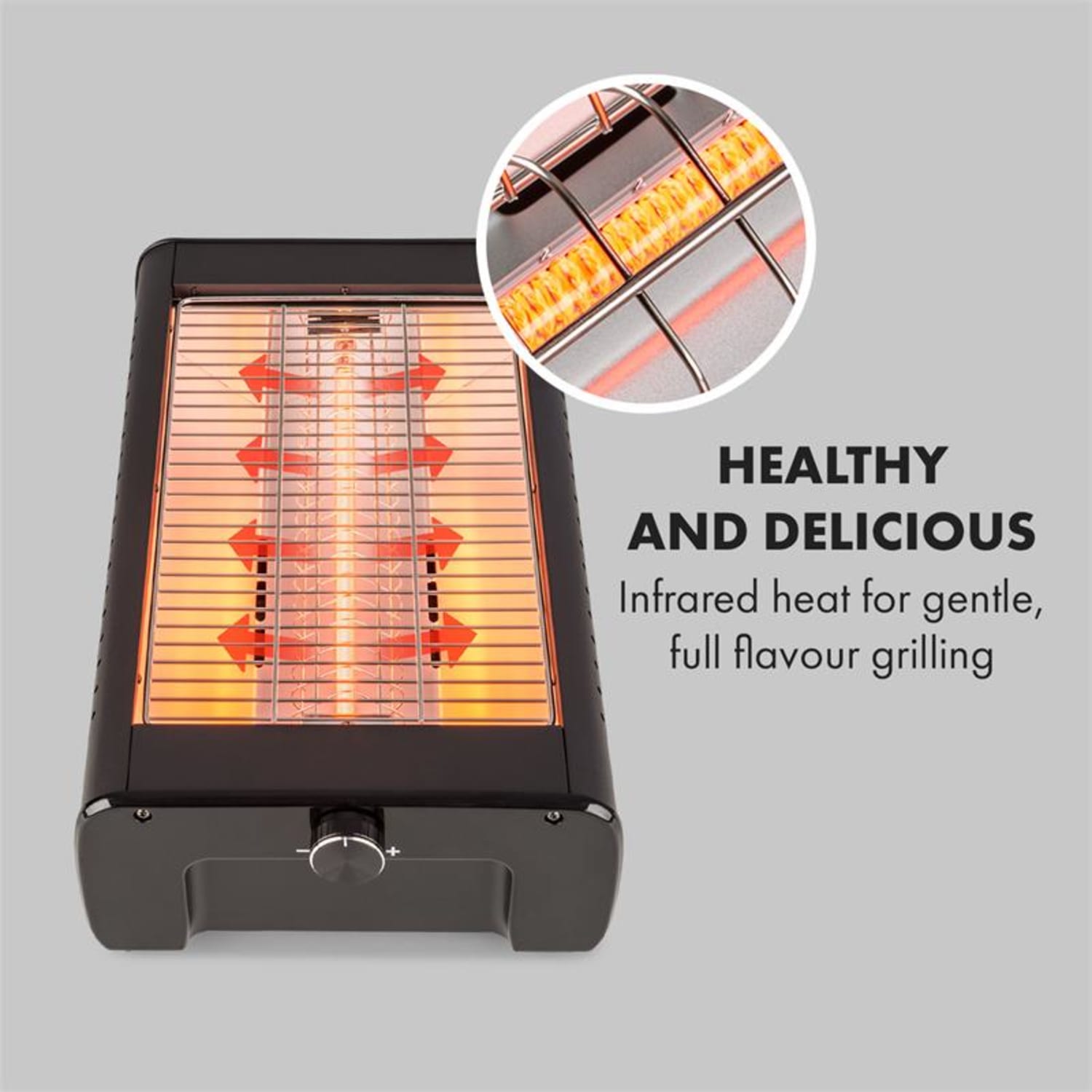 Infragrill, elektromos grillező, infravörös, 1500 W, füst nélkül, fekete 