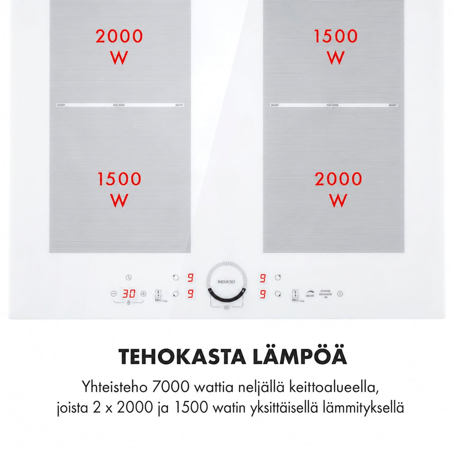 Delicatessa 60 induktioliesi 4 keittoaluetta 700 W ajastin valkoinen 60 cm | 2 Joustoaluetta | Valkoinen Lasi