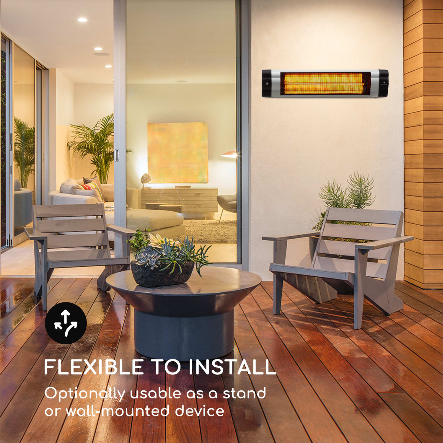 Rising Sun Mono verwarming 2500W IP34 in hoogte verstelbaar zilver 