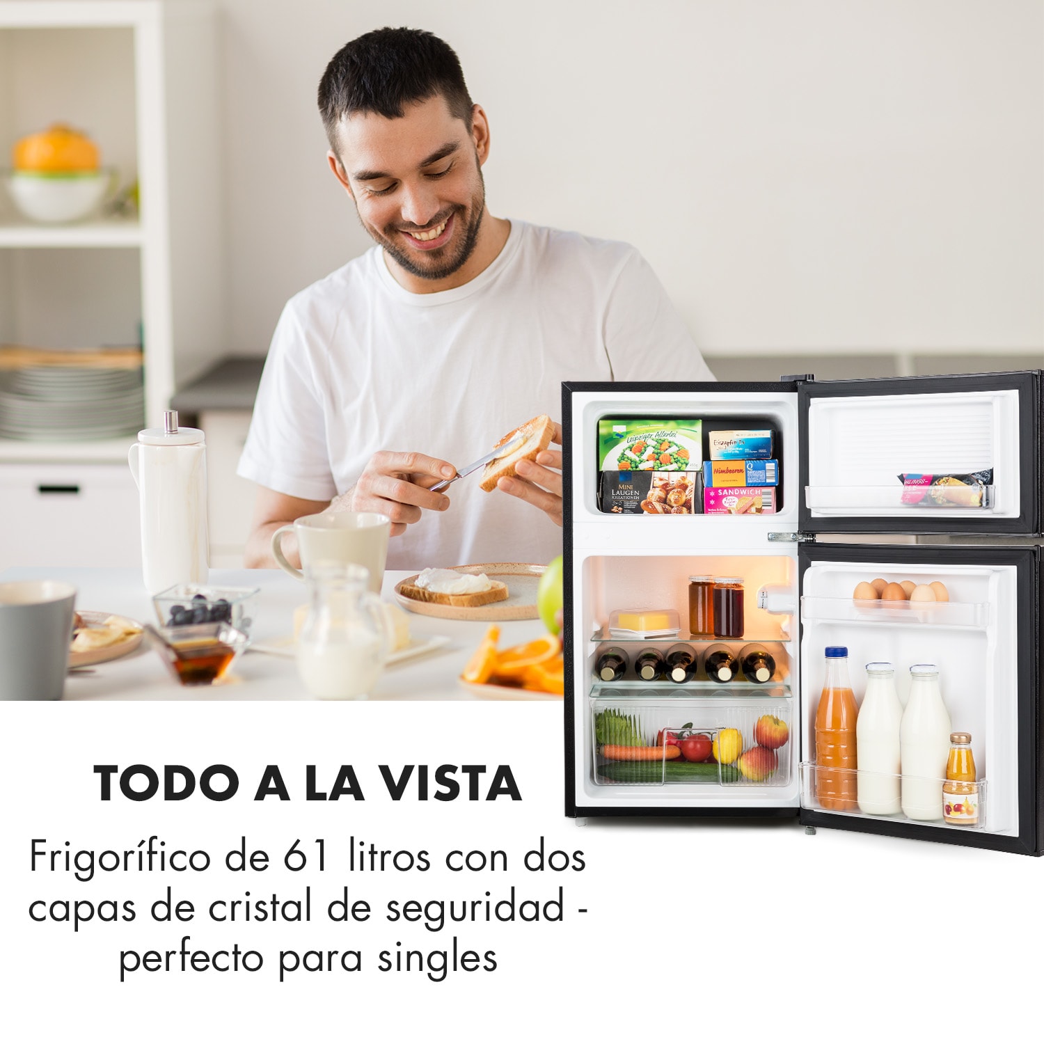 Big Daddy Cool Frigorífico combi 61/26 L 42dB A+ Negro 87 L | Negro