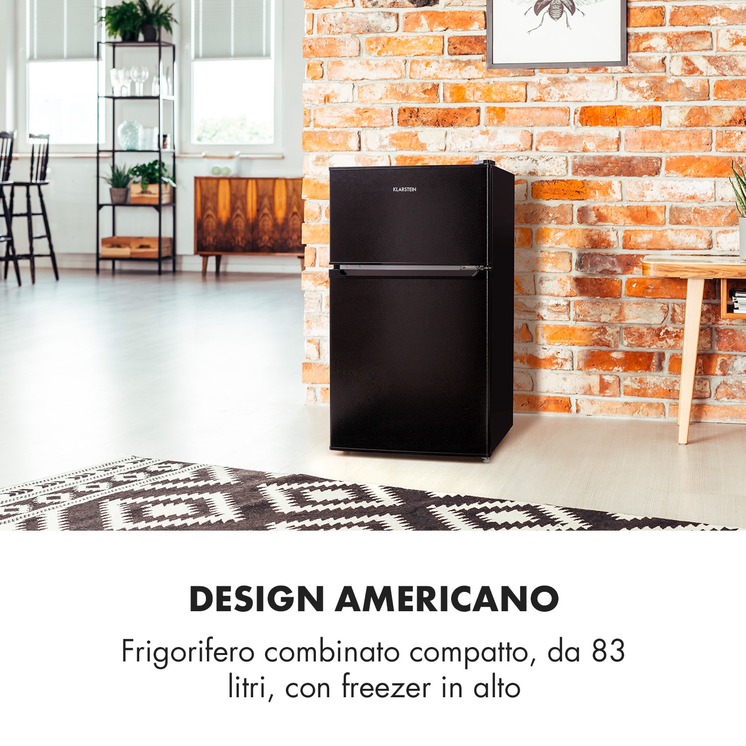 Big Daddy Cool Combo Frigo e Freezer 61/26 Litri 42dB A+ nero 87 Ltr | Nero