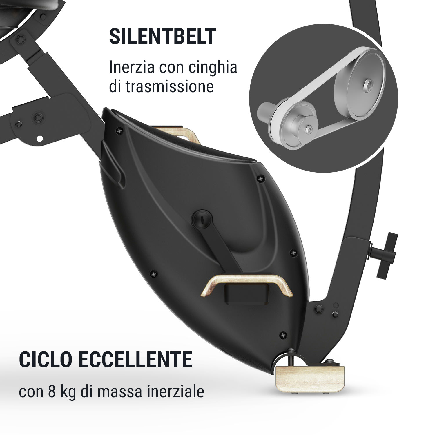 Roomik Cycle Cyclette Massa Inerziale 8kg Porta Tablet Palla da Ginnastica 