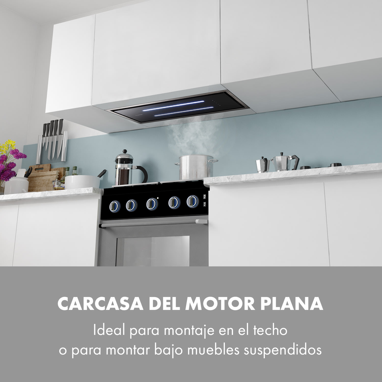 High Line Campana de techo de 77cm 410 m3/h 75W 3 potencias Mando a distancia Negra 77 cm