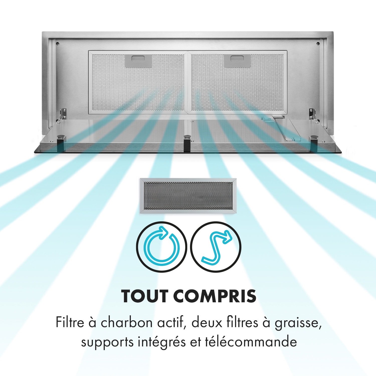 High Line Hotte de plafond 77cm 410m3/h 3 niveaux classe C Noire 