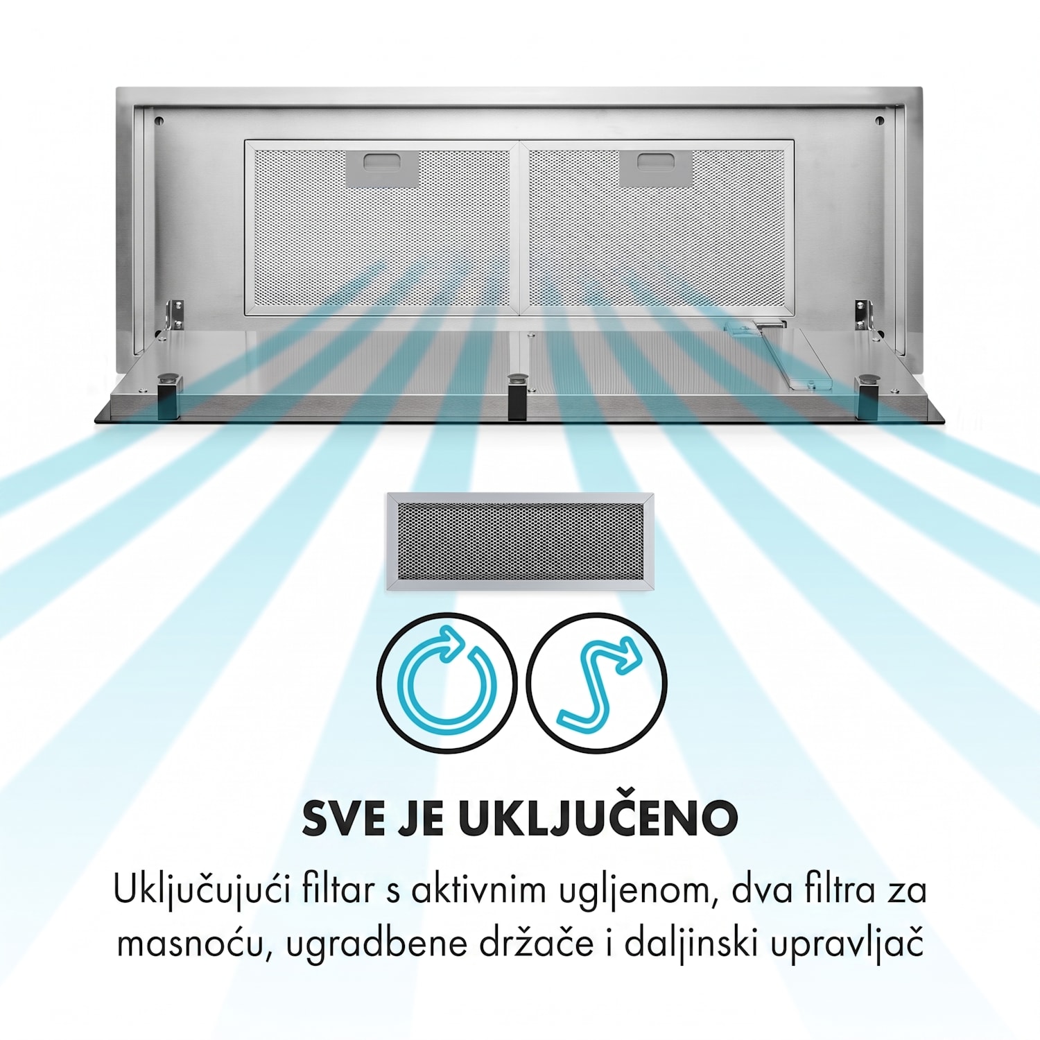 High Line, stropna napa, 77 cm, 410 m³/h, 75 W, 3 razine, daljinski upravljač, crna 77 cm
