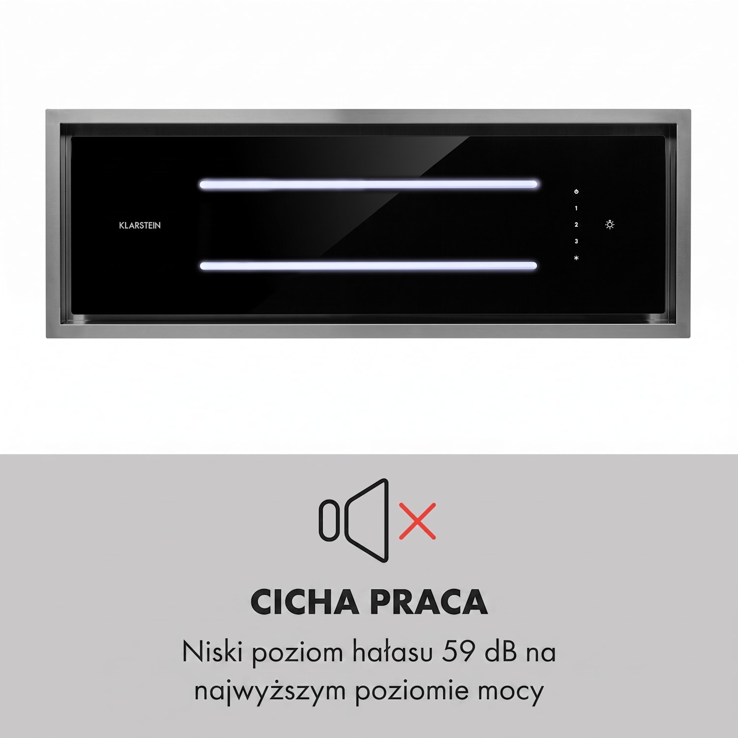 High Line, okap kuchenny sufitowy, 77 cm, 410 m³/h, 75 W, 3 prędkości, pilot zdalnego sterowania, kolor czarny 77 cm