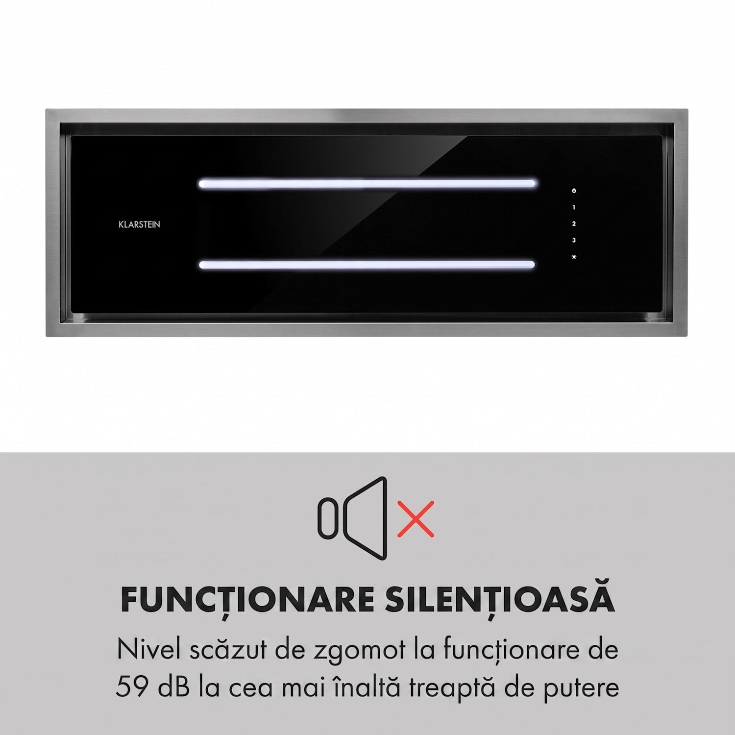High Line, hotă de tavan, 77 cm, 410 m³/h, 75 W, 3 niveluri, telecomandă, negru 77 cm