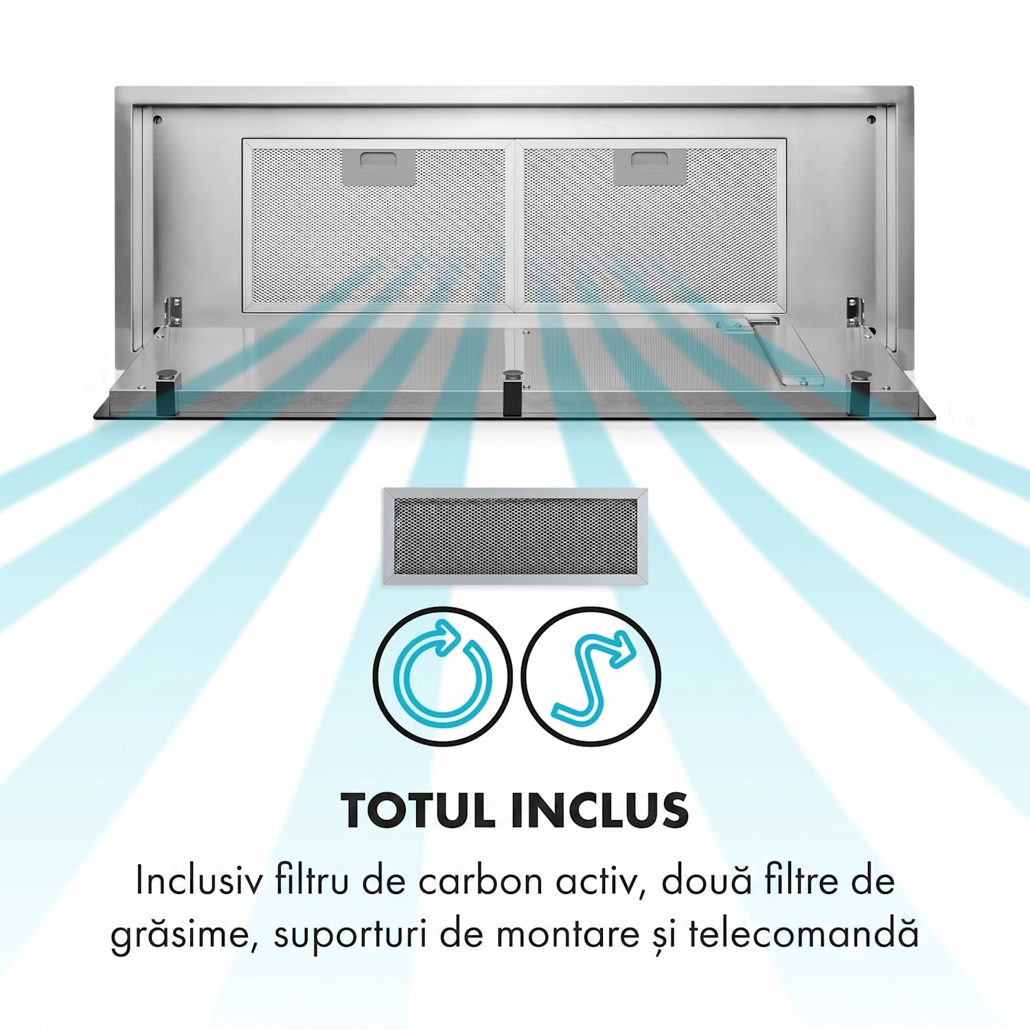 High Line, hotă de tavan, 77 cm, 410 m³/h, 75 W, 3 niveluri, telecomandă, negru 77 cm