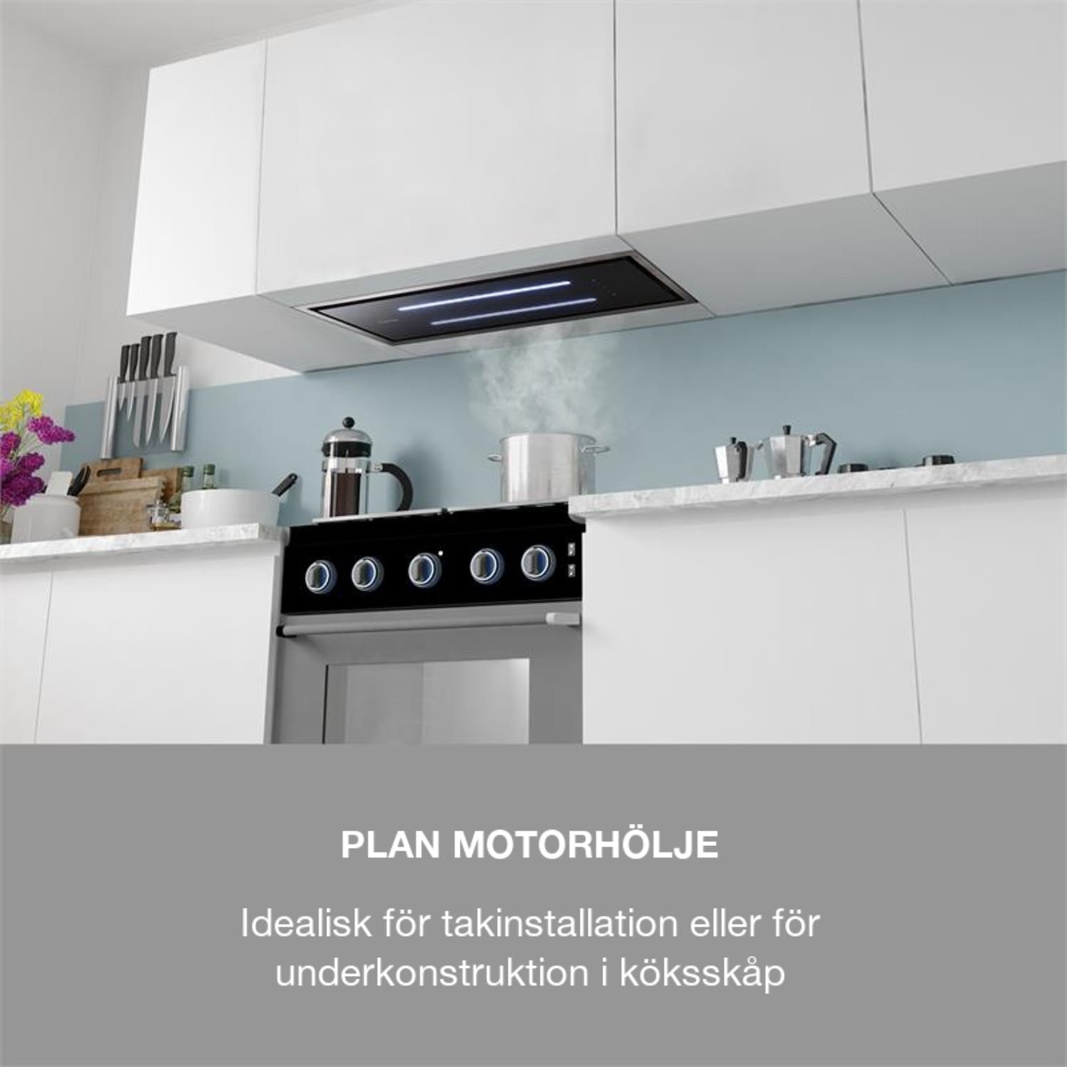 High Line köksfläkt 77cm 410 m3/h 75W 3 steg fjärrkontroll svart 