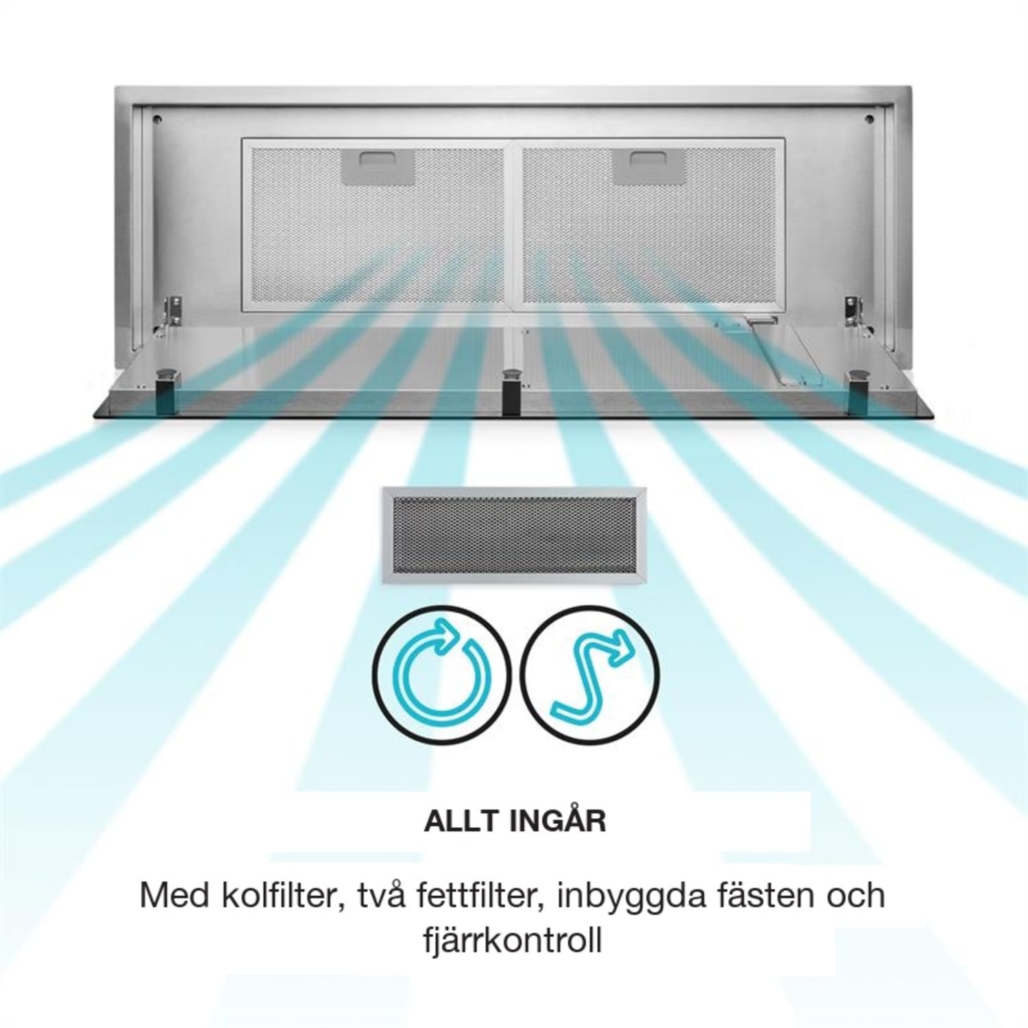 High Line köksfläkt 77cm 410 m3/h 75W 3 steg fjärrkontroll svart 