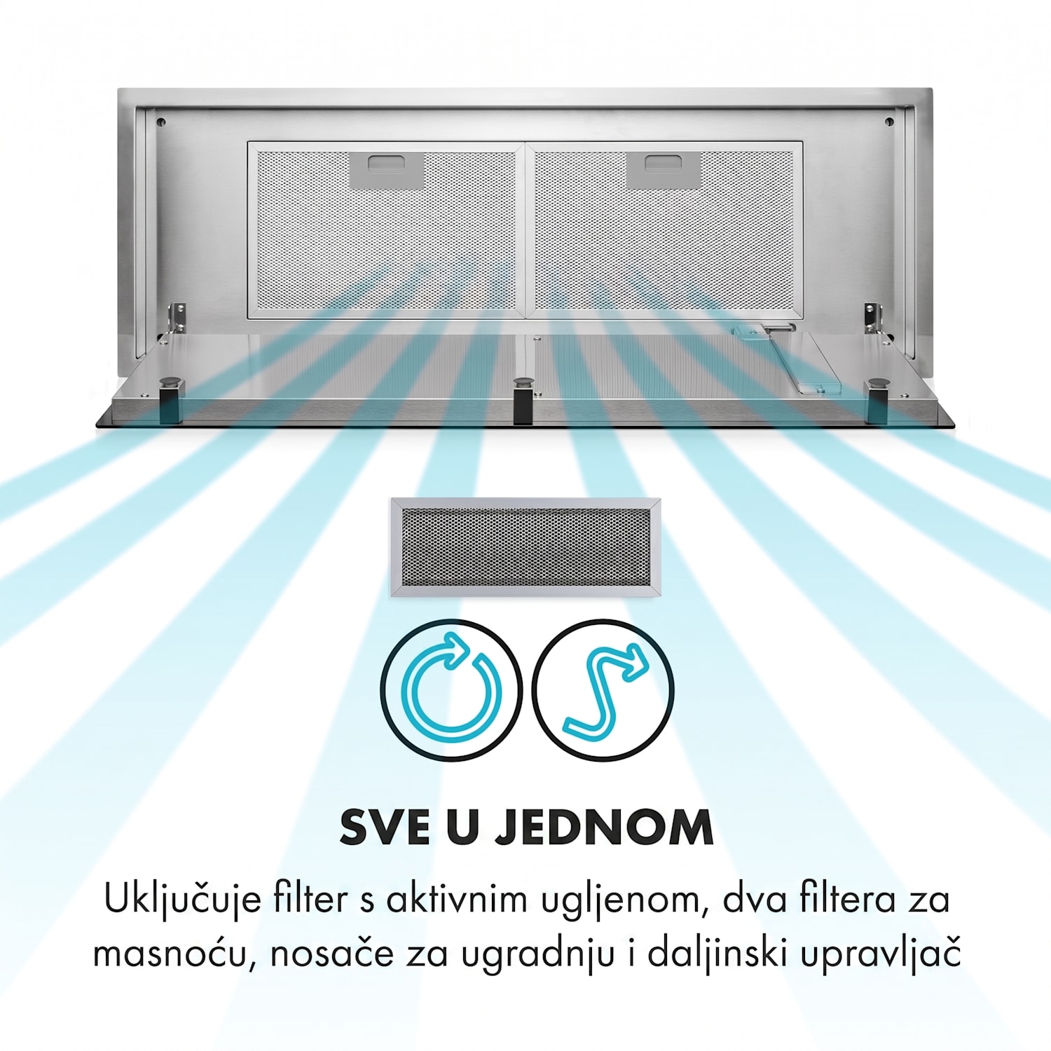 High Line, stropna napa, 90 cm, 410 m³/h, 75 W, 3 razine, daljinski upravljač, crna 90 cm