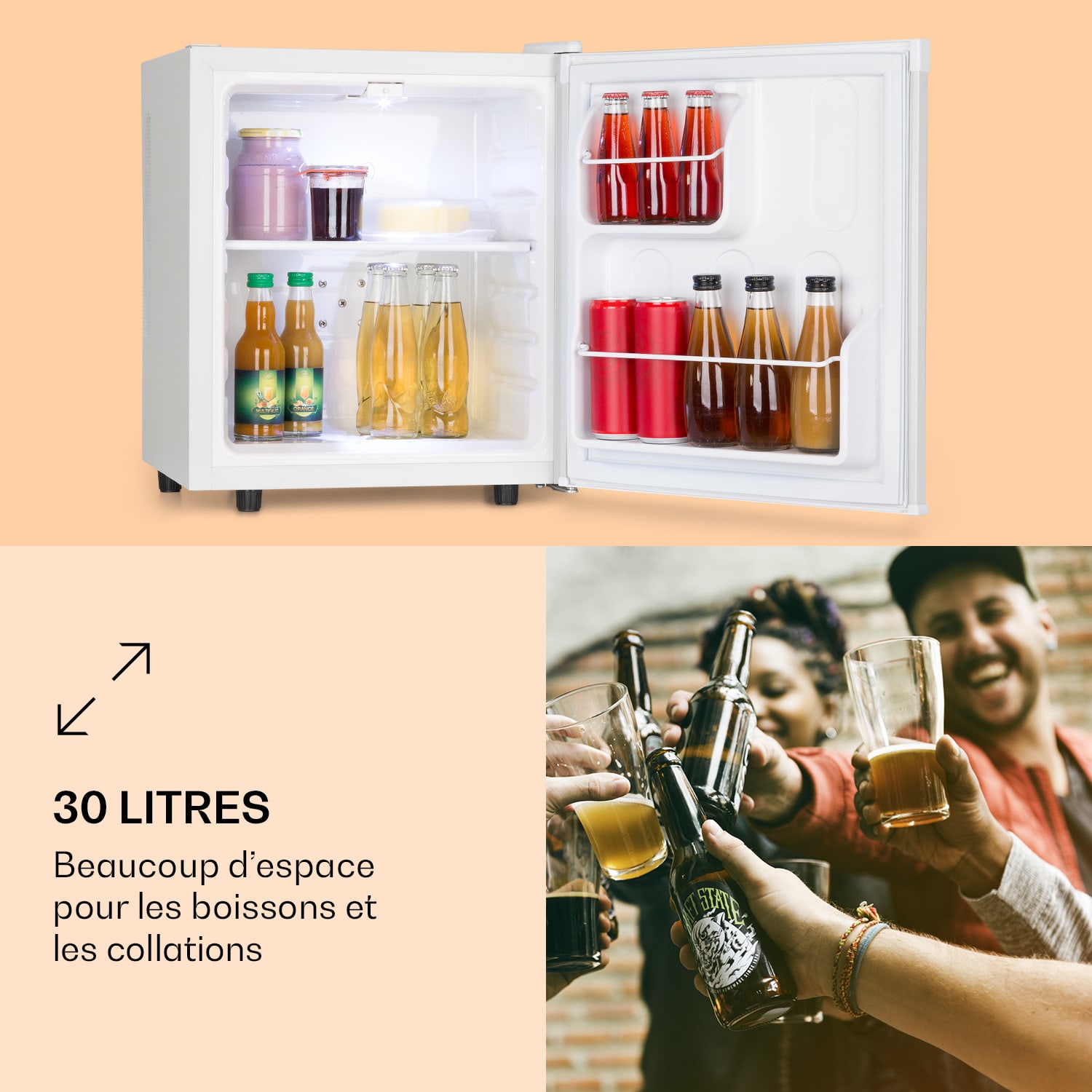 Silent Cool koelkast minibar 30 liter volume Arctic-Fox Cooling Wit